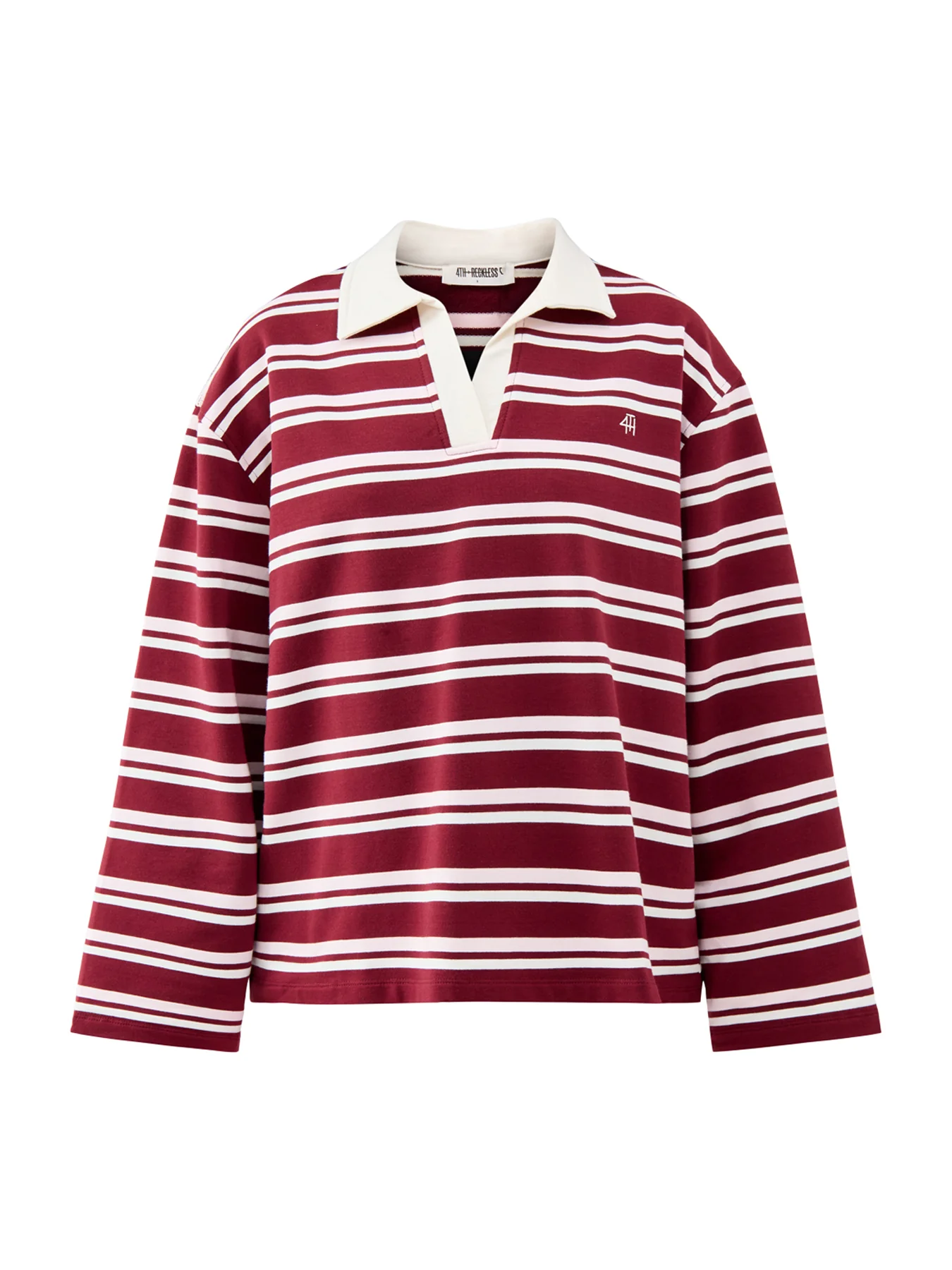 Hailey Stripe Rugby Top Burgundy