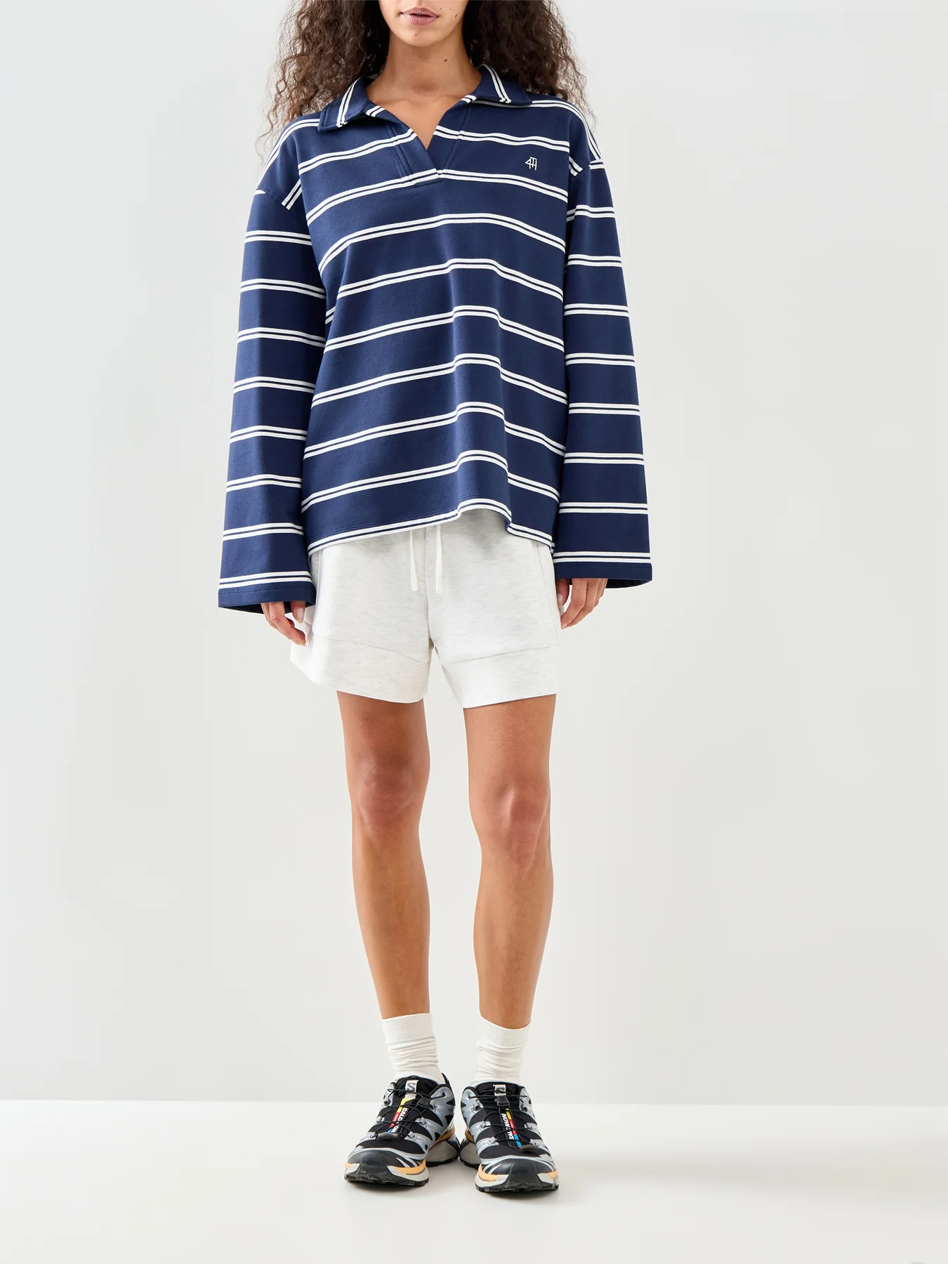 Hailey Stripe Rugby Top Navy - Image 2