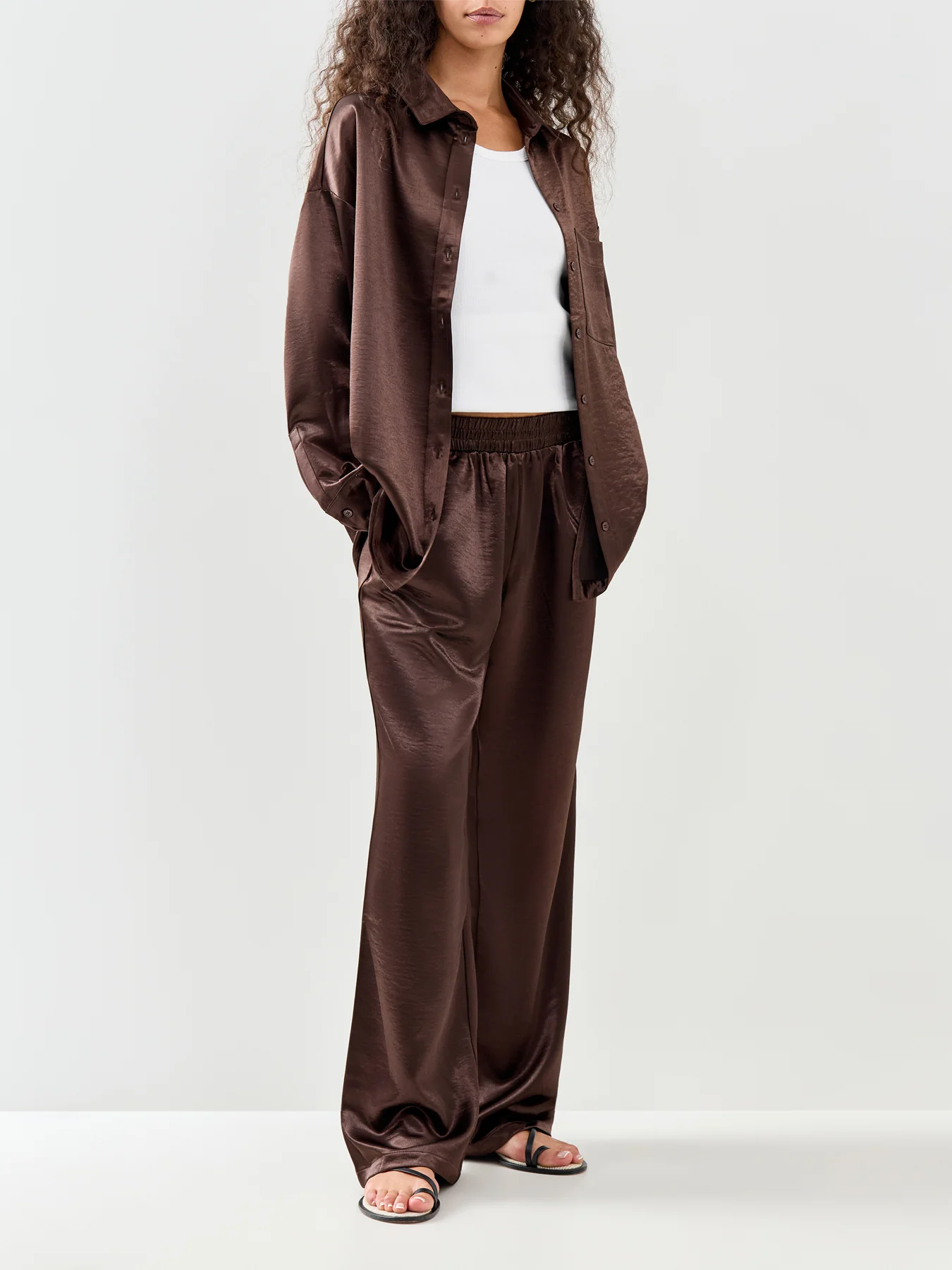 Zelda Satin Trouser Brown - Image 2