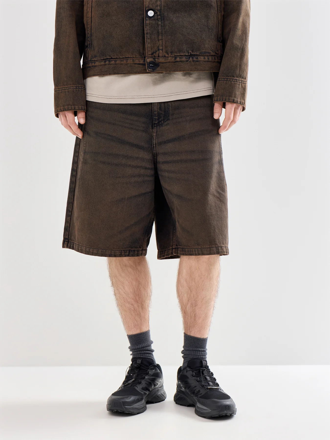 Organic Cotton Denim Shorts Brown - Image 4