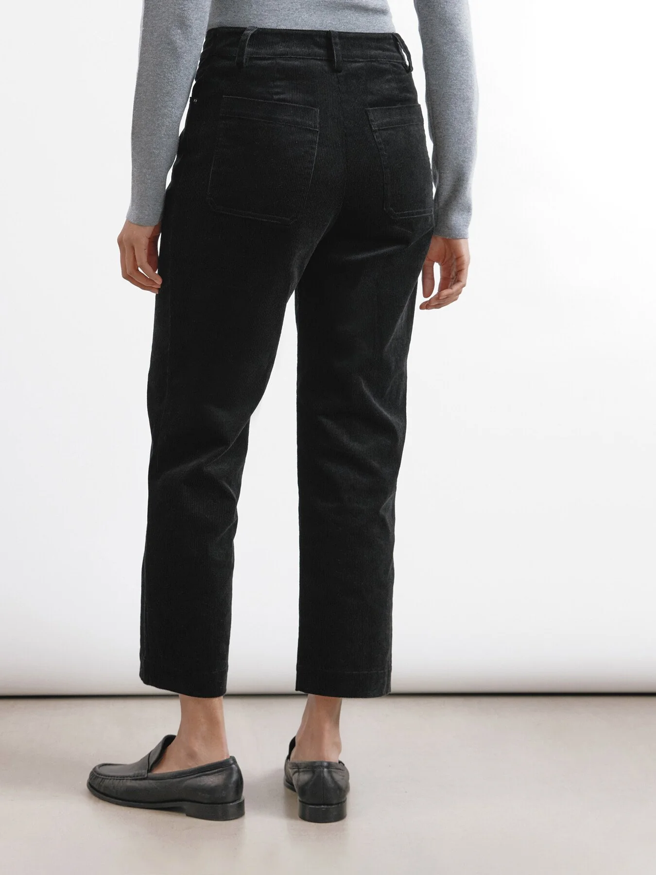 Cord Straight Leg Trousers Black - Image 3