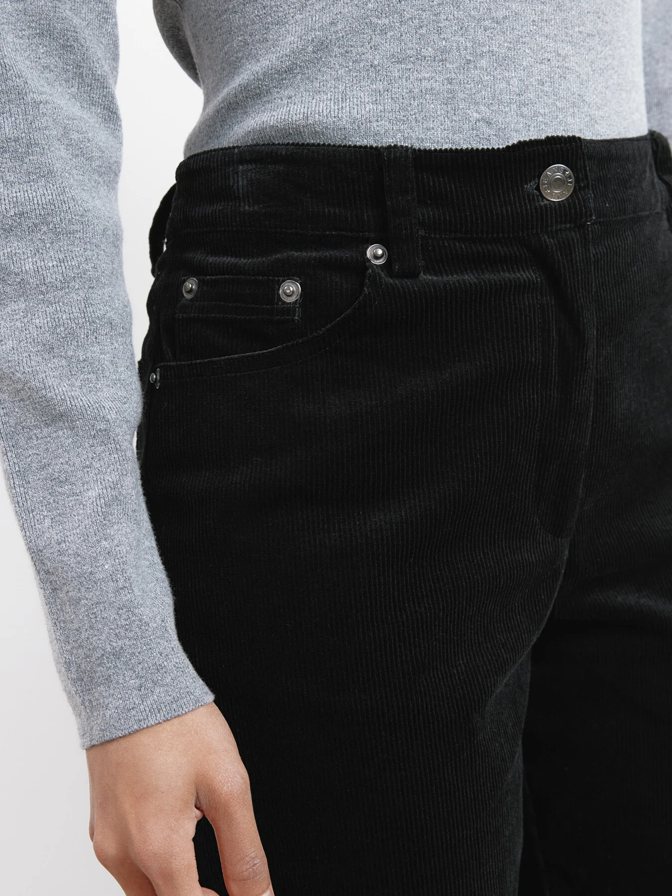 Cord Straight Leg Trousers Black - Image 4