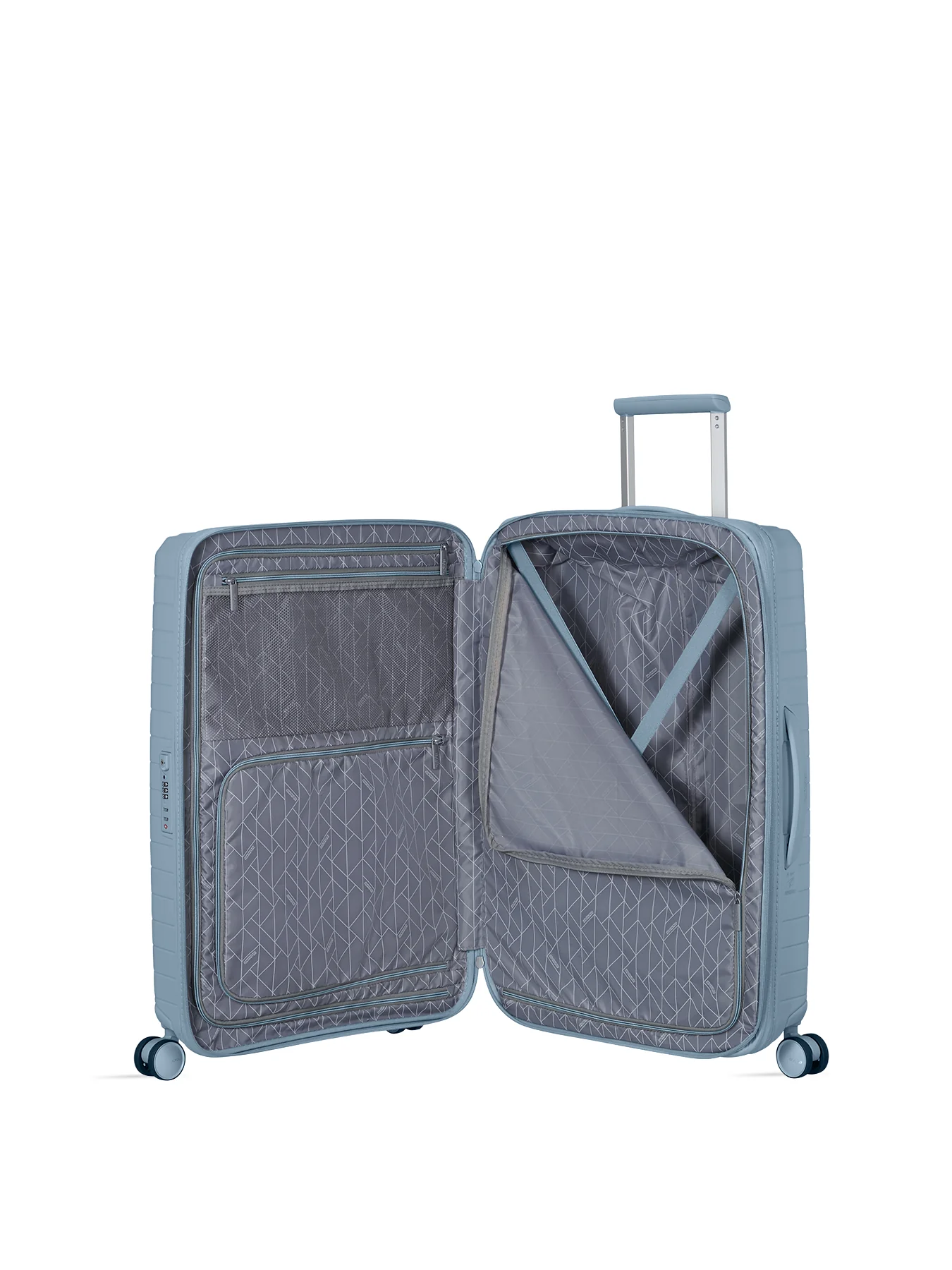 Medium Spinner Suitcase Steel 68cm Blue - Image 3