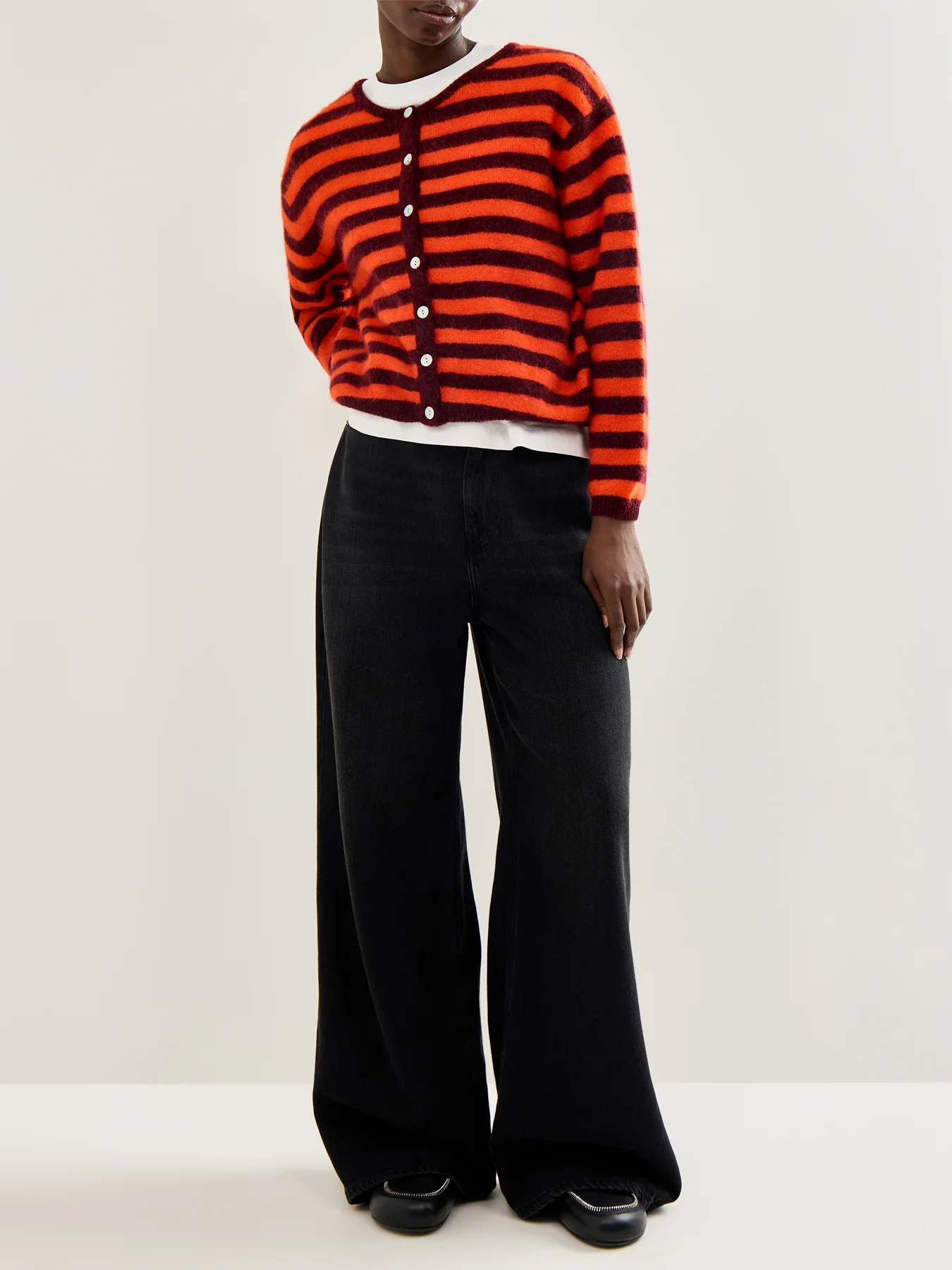 Vitow Wool Cardigan Red Stripe - Image 2