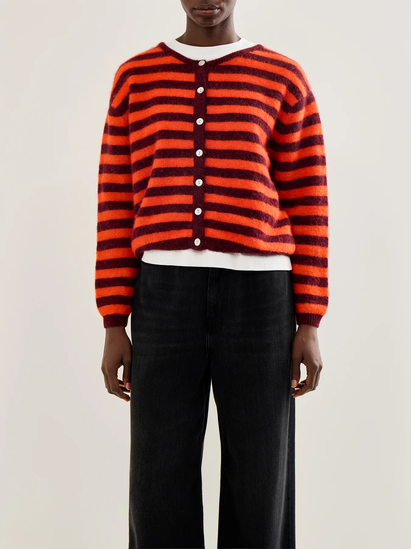 Vitow Wool Cardigan Red Stripe - Image 4