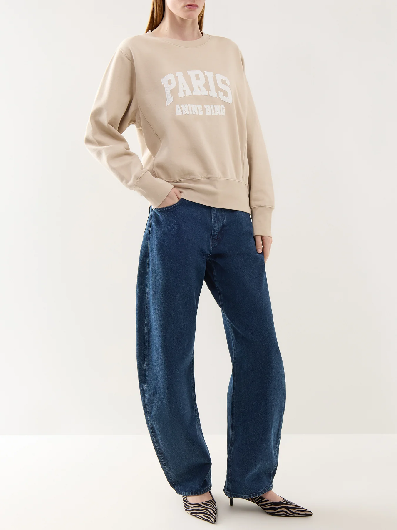 Harry Shrunken Sweatshirt Paris Beige - Image 2