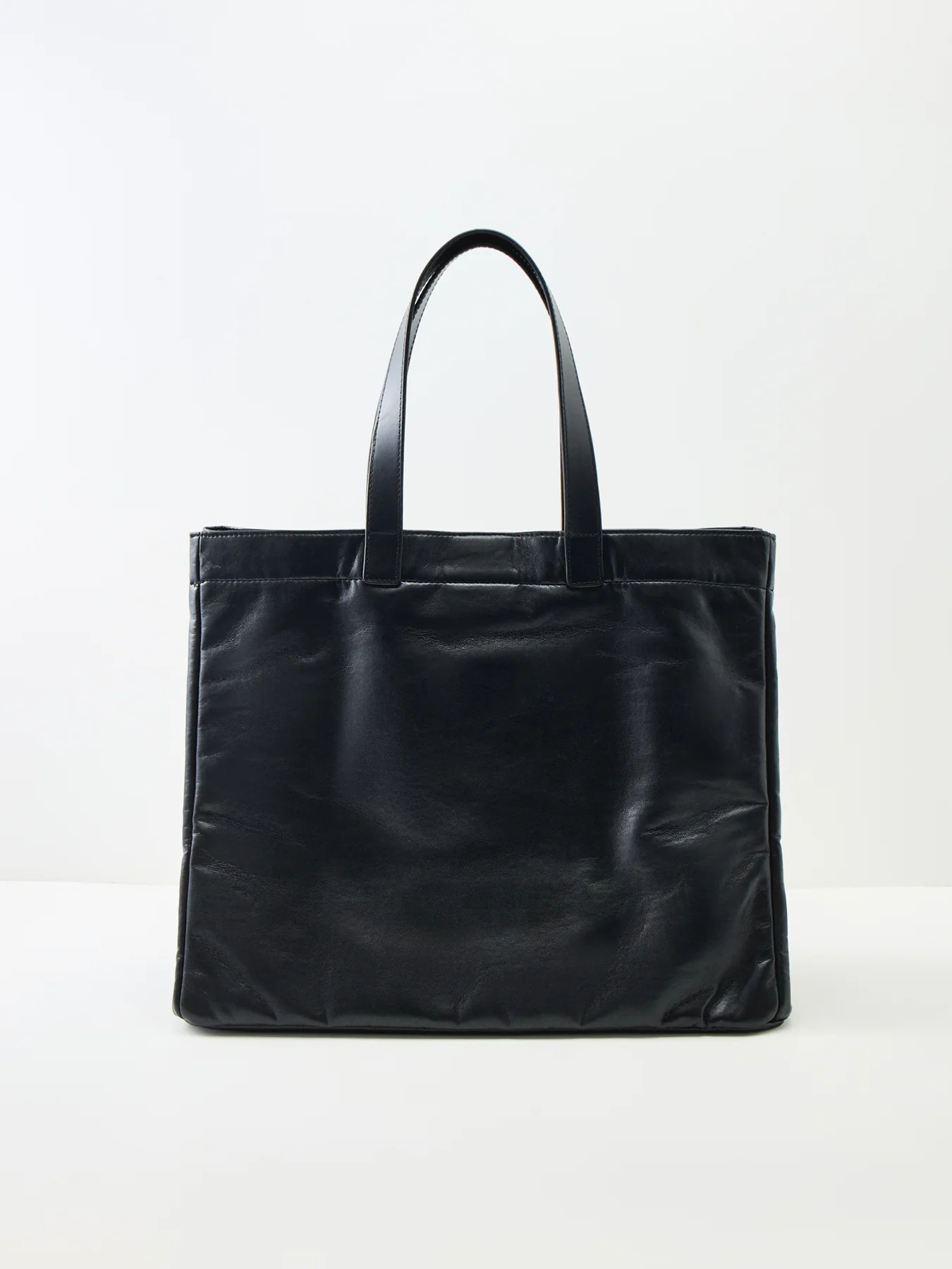 Large Rio Recycled Leather Tote Bag Black - Image 3