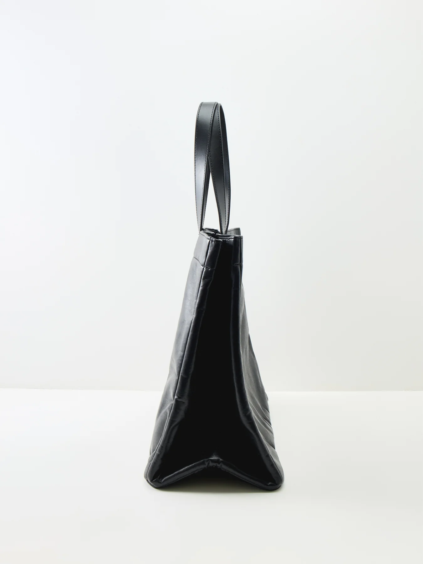 Large Rio Recycled Leather Tote Bag Black - Image 4
