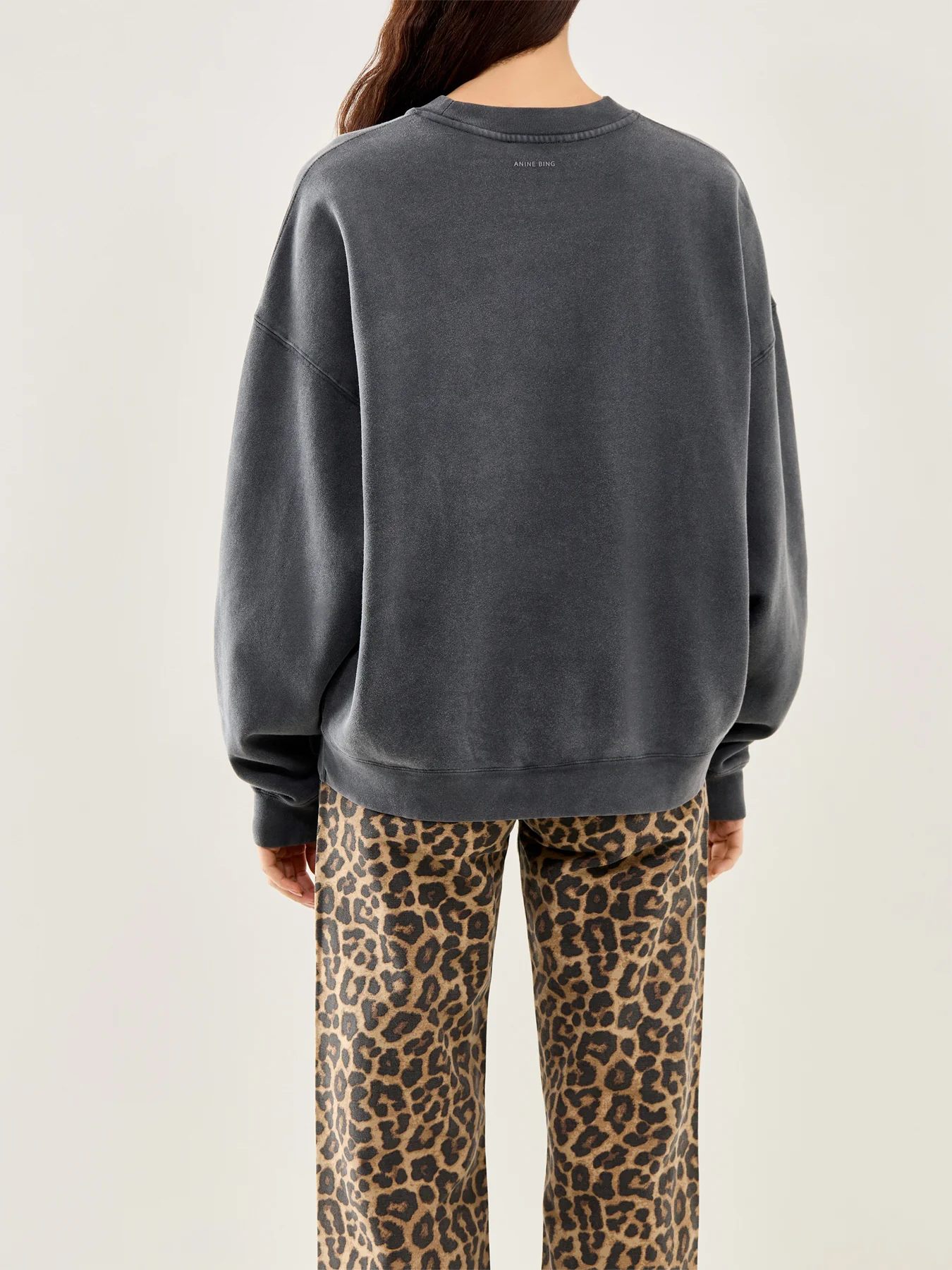 Miles Logo Leopard Print Cotton Sweatshirt Black - Image 5