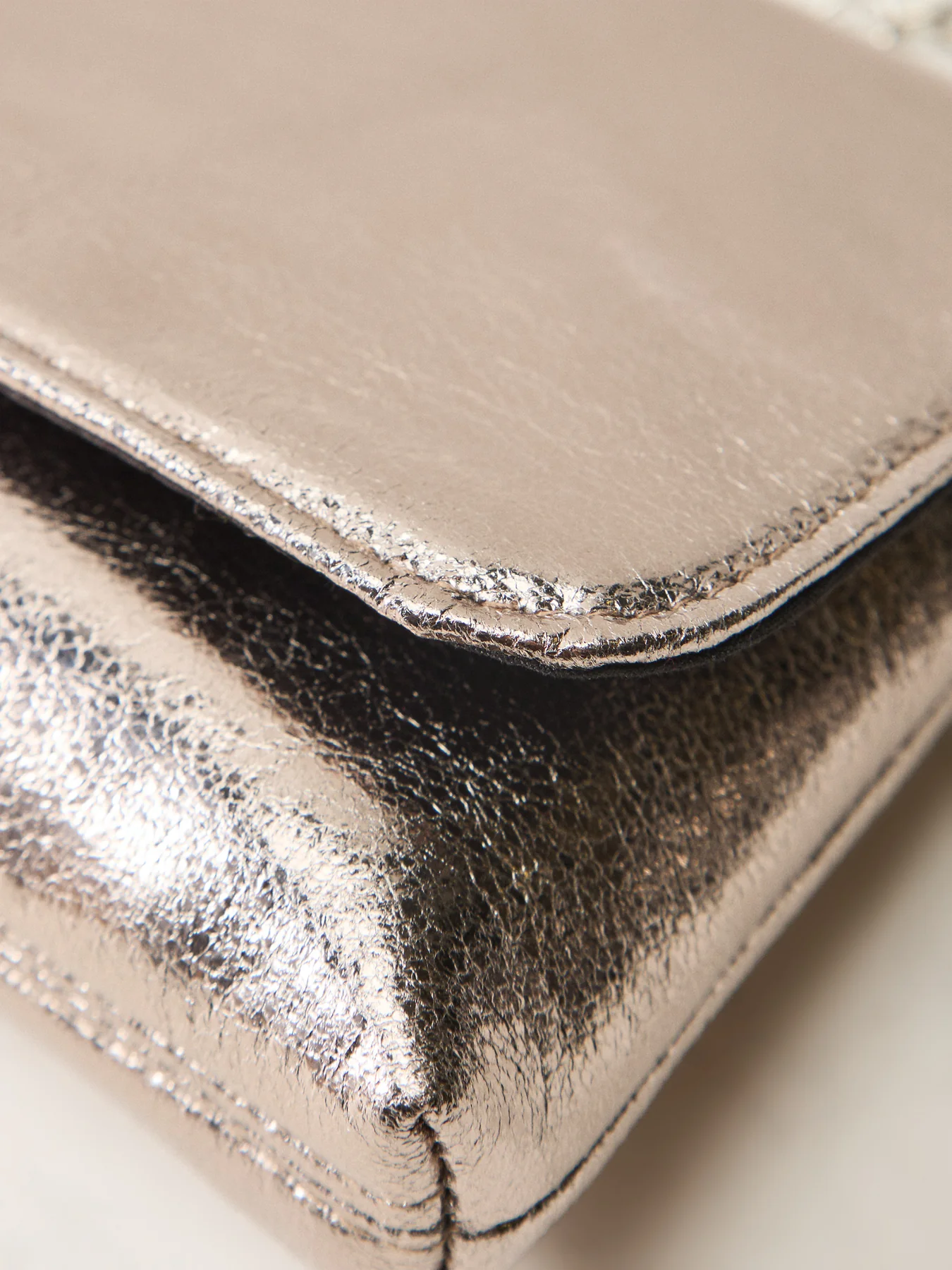 Metallic Foldover Clutch Silver - Image 5