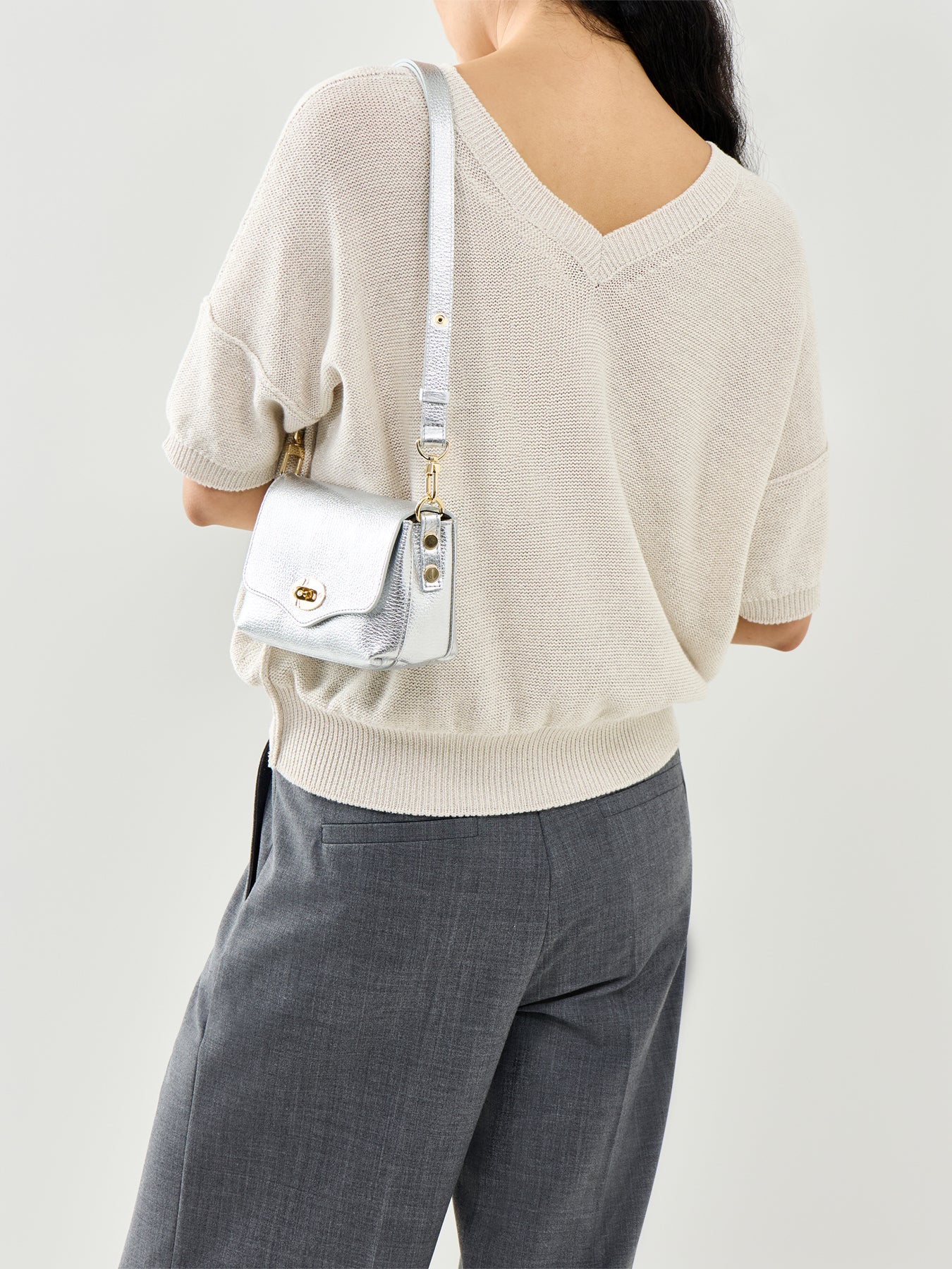 Maddie Leather Bag Silver - Image 2