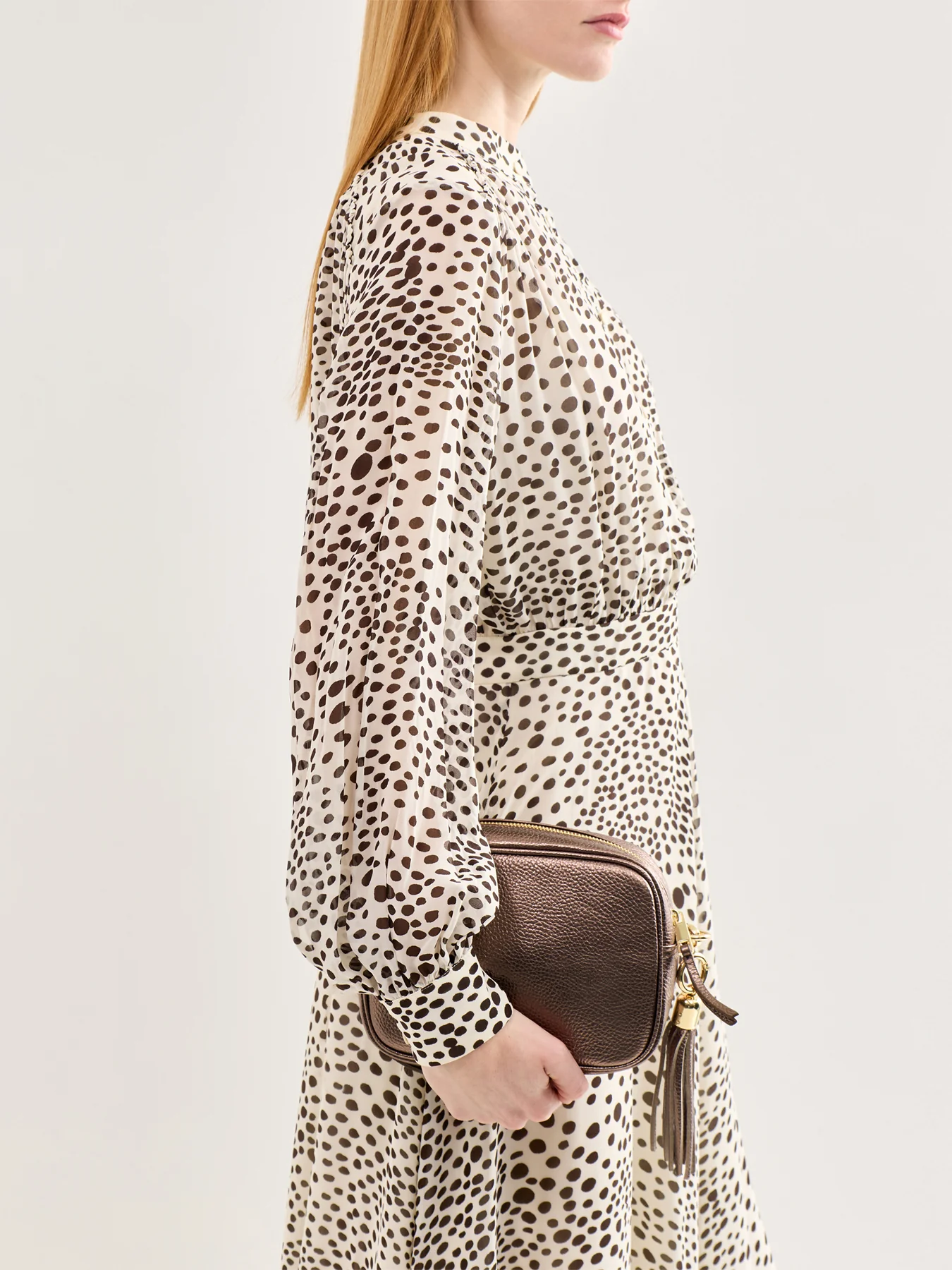 Tassel Leather Crossbody Bag Bronze - Image 2
