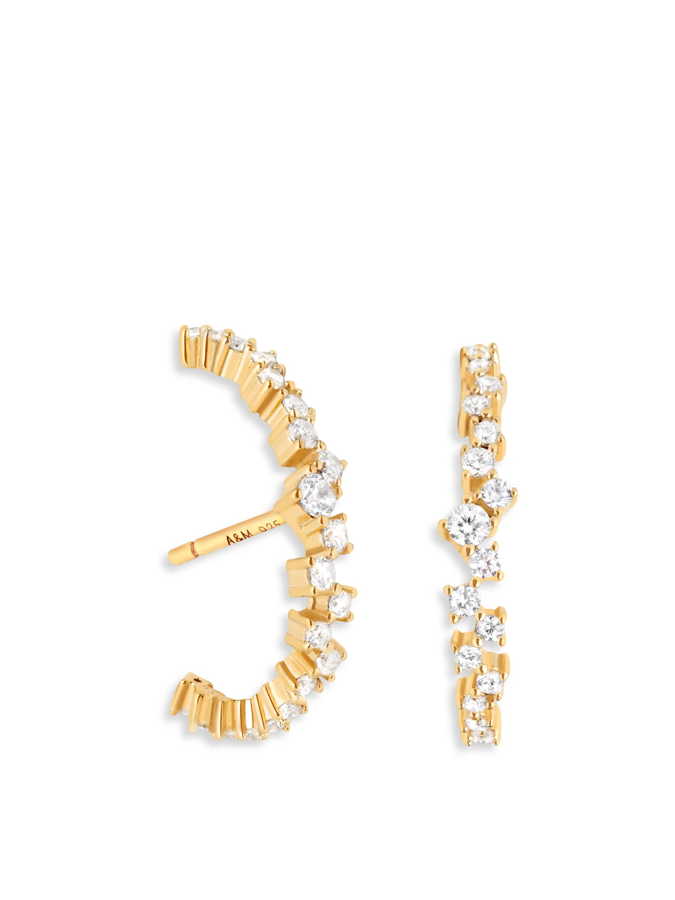 Crystal Cuff Studs Gold