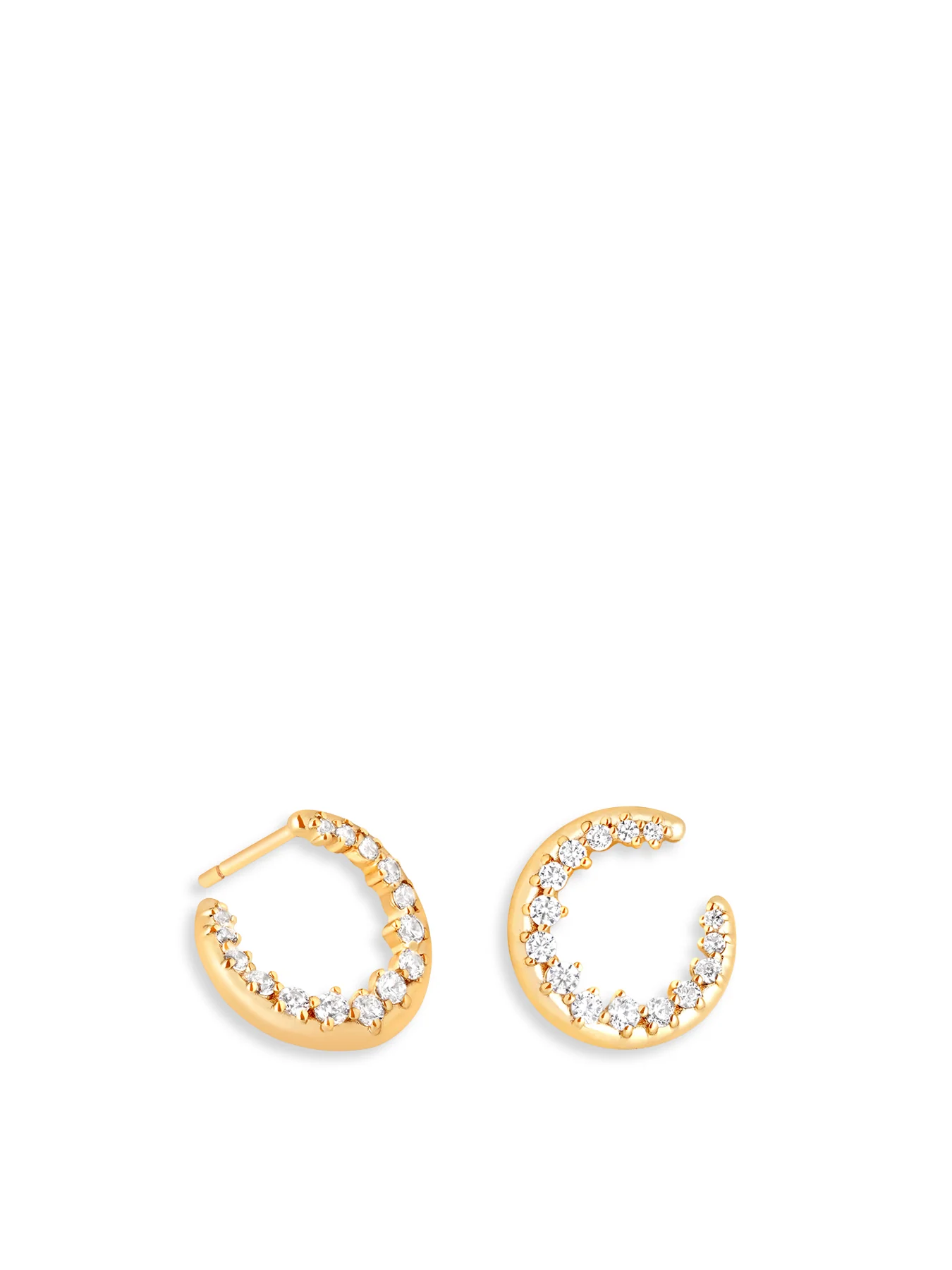 Spiral Crystal Hoops Gold