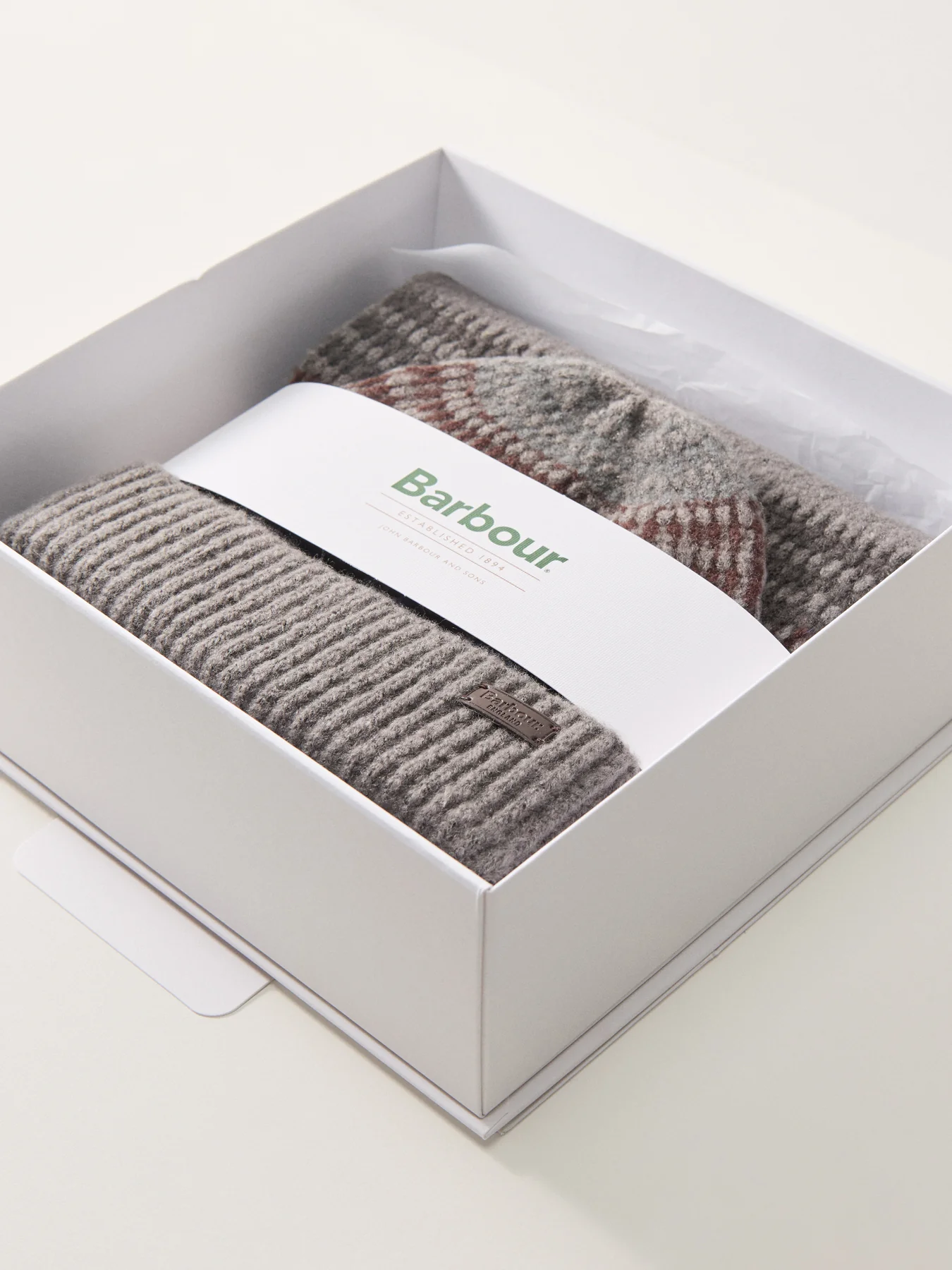 Barbour Branton Beanie & Scarf Gift Set Midnight Oak Mix - Image 2