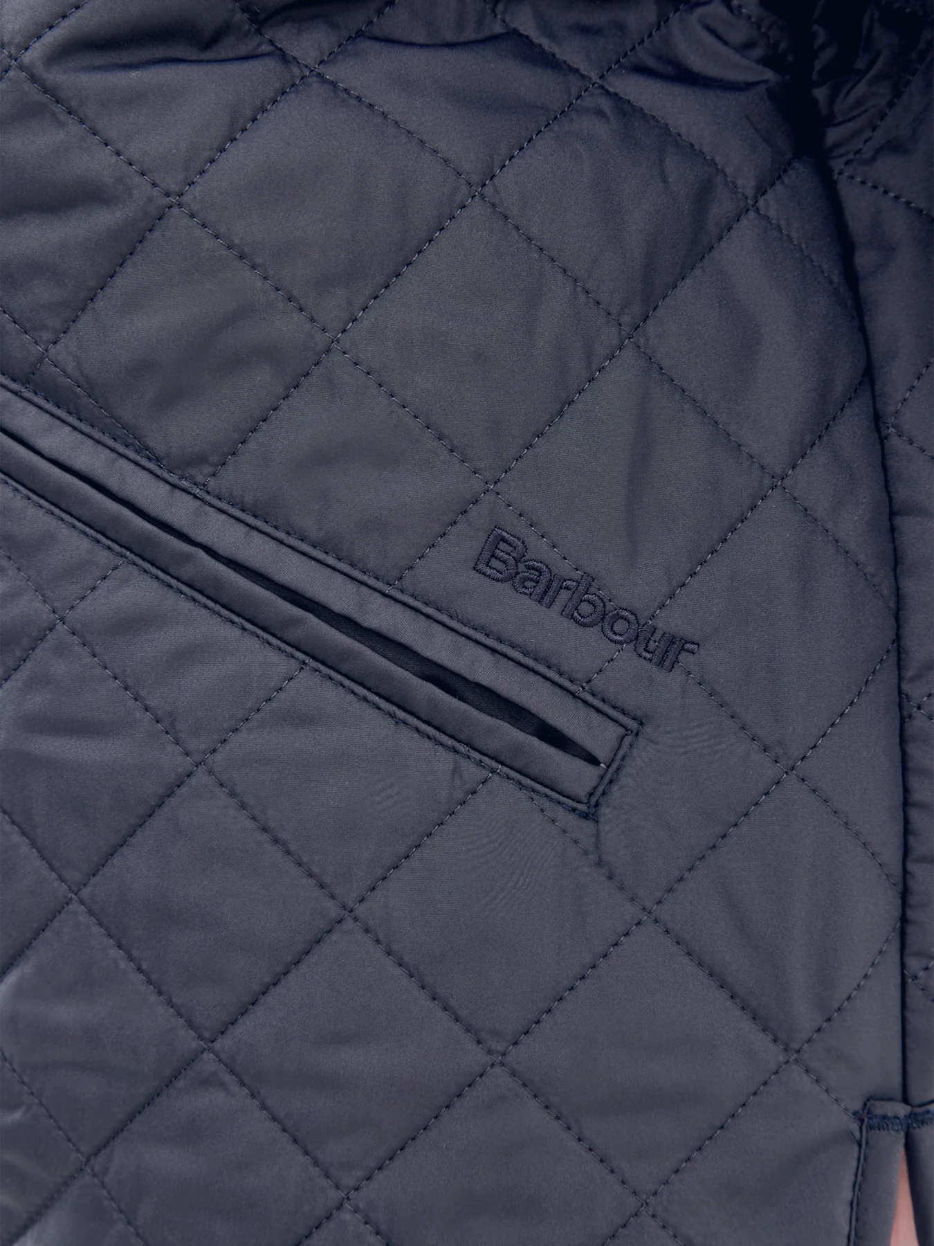 Cashel Collarless Quilted Jacket Navy Tartan - Image 3