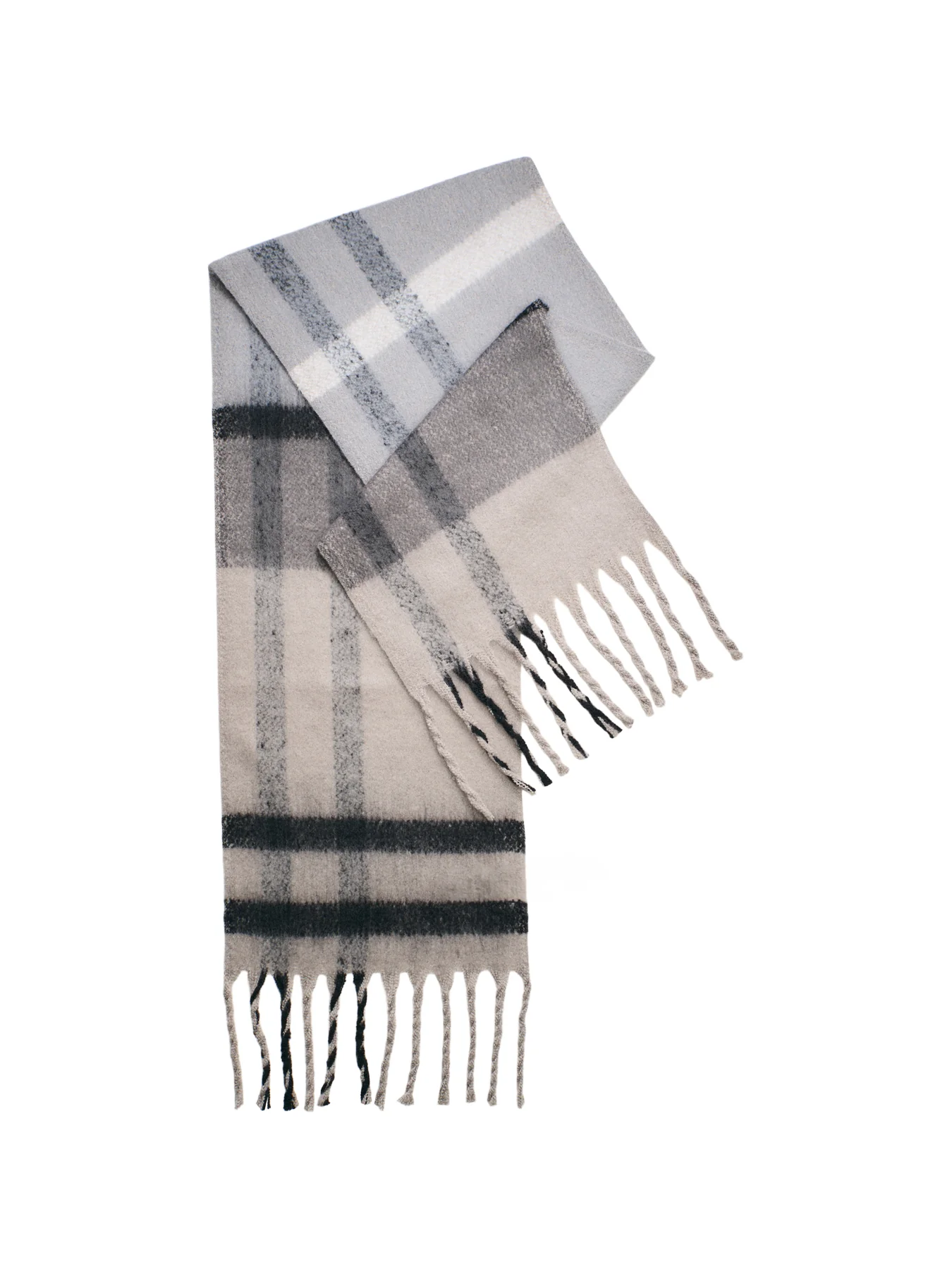 Isla Tartan Boucle Scarf Grey