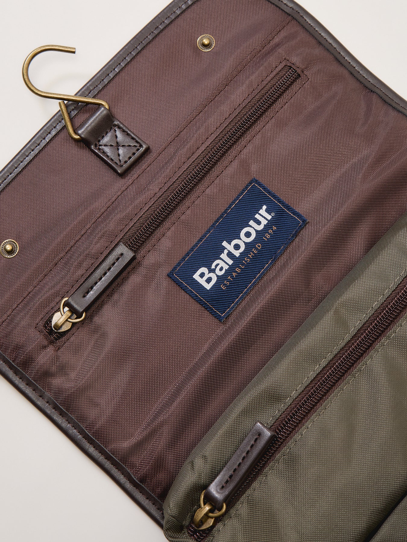 Barbour Wax Hanging Washbag Olive - Image 4