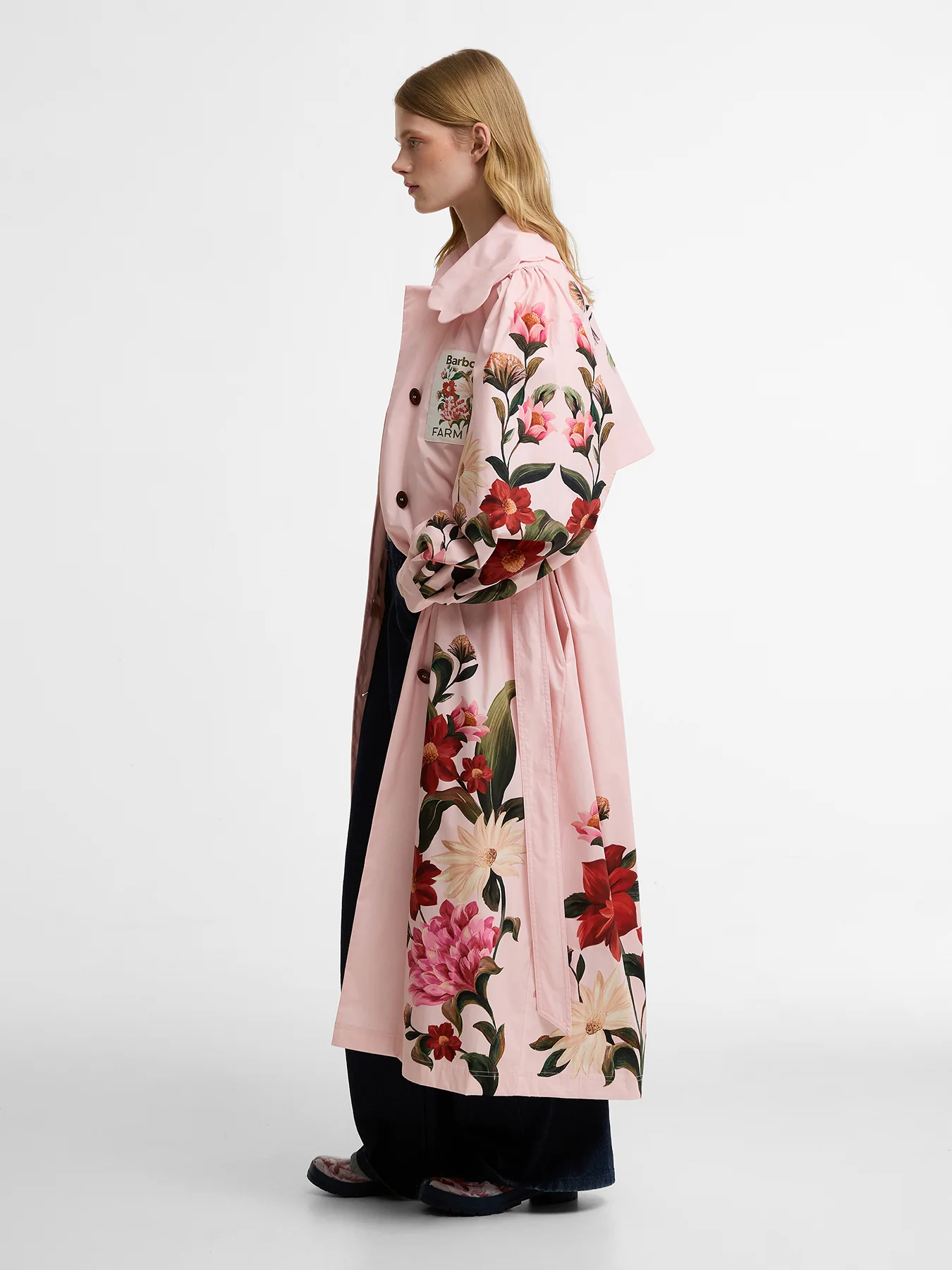 Barbour x Farm Rio Bromelia Showerproof Trench Coat Pink - Image 2