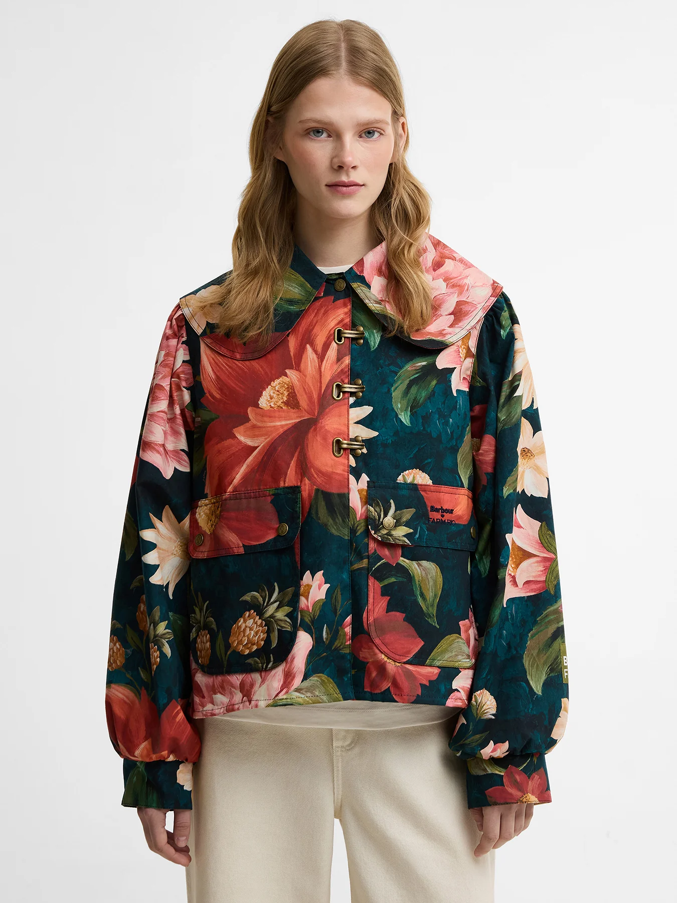 Barbour x Farm Rio Wild Flower Casual Jacket Navy - Image 4