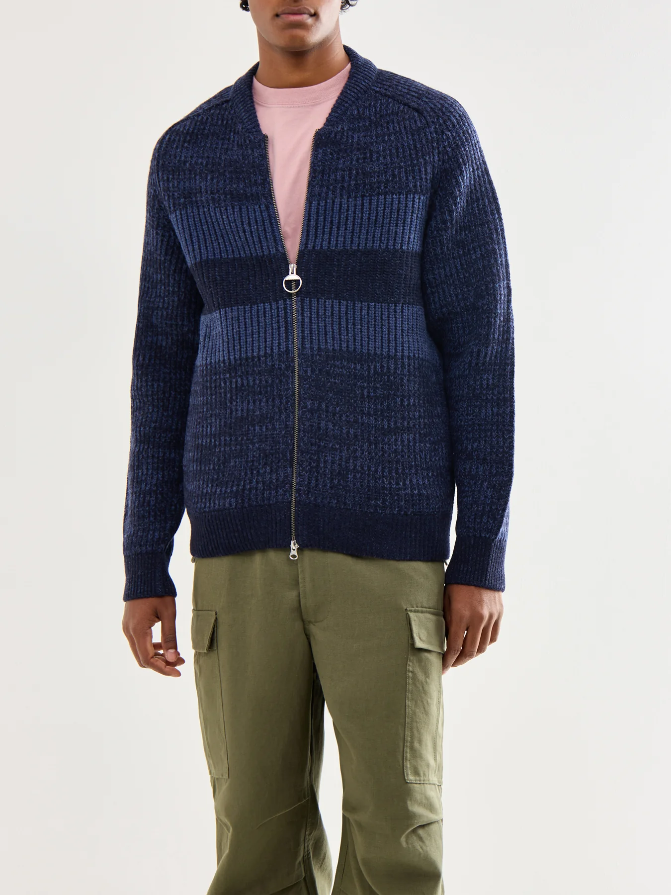 Knitted Bomber Jacket Navy - Image 4