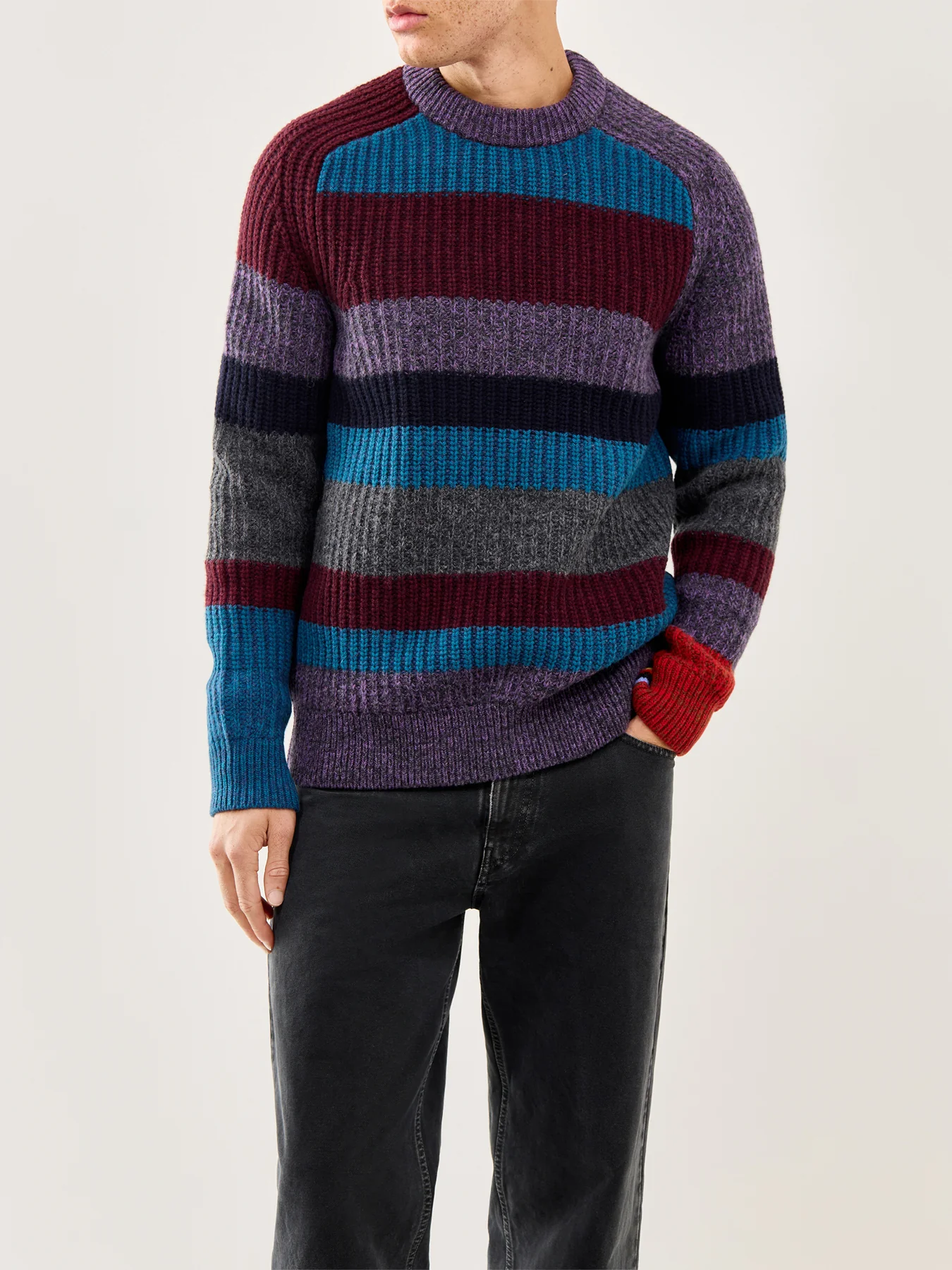 Paul Smith Loves Barbour Multi-Stripe Crew Neck Jumper - Image 4
