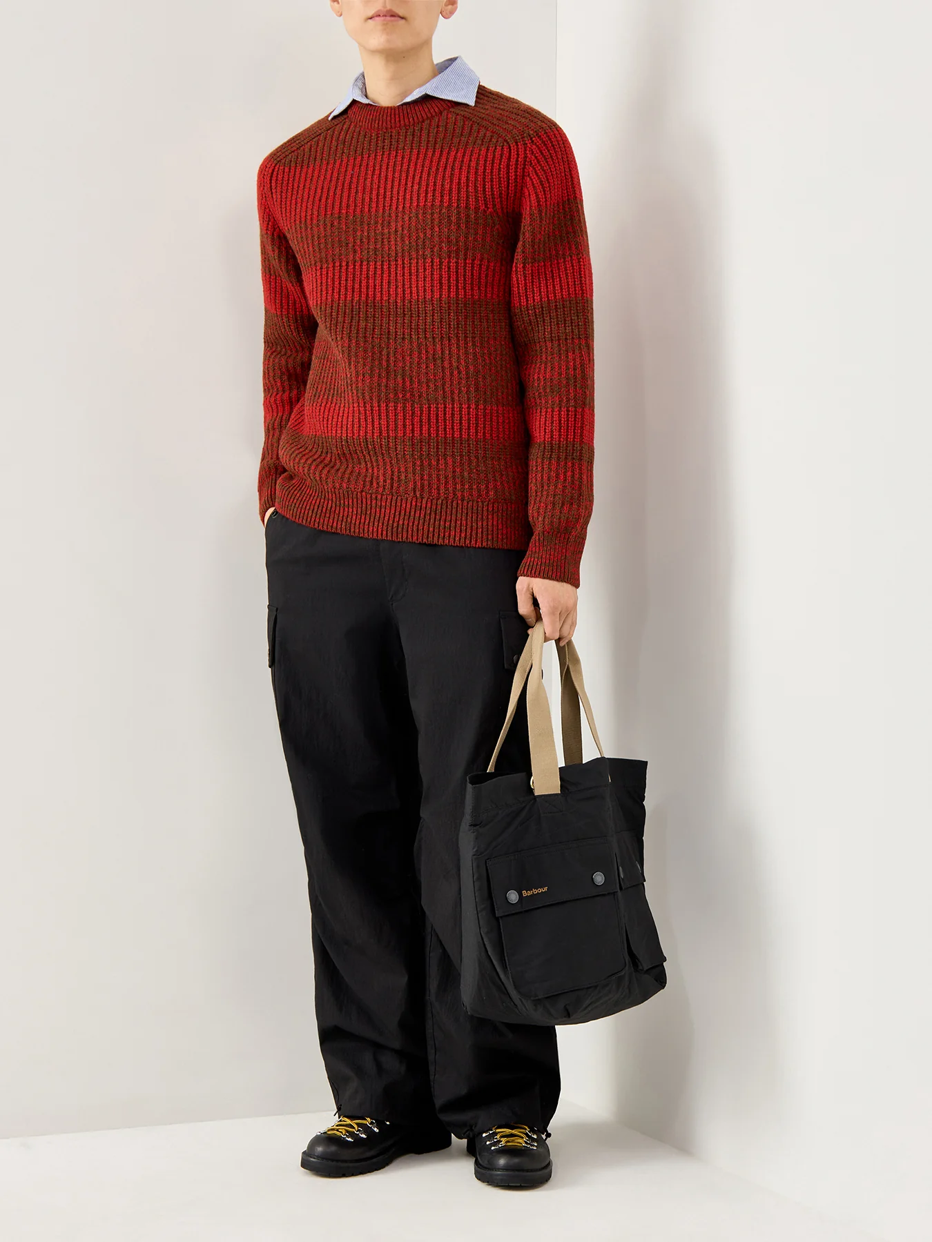Paul Smith Loves Barbour Saddle Crew Neck Jumper Rosette Red - Image 2