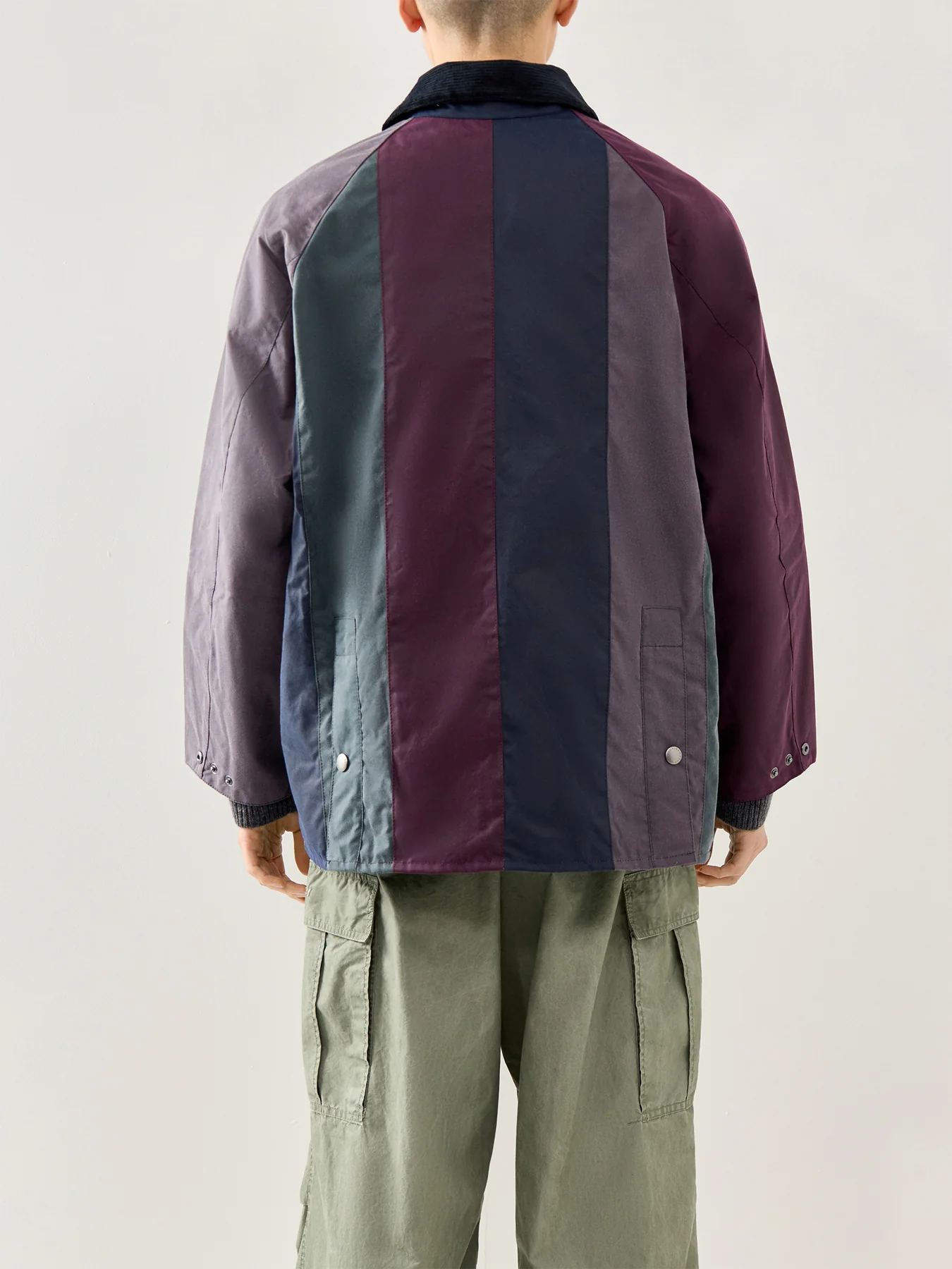 Mens Paul Smith Loves Barbour Oversized Bedale Striped Wax Jacket - Image 5