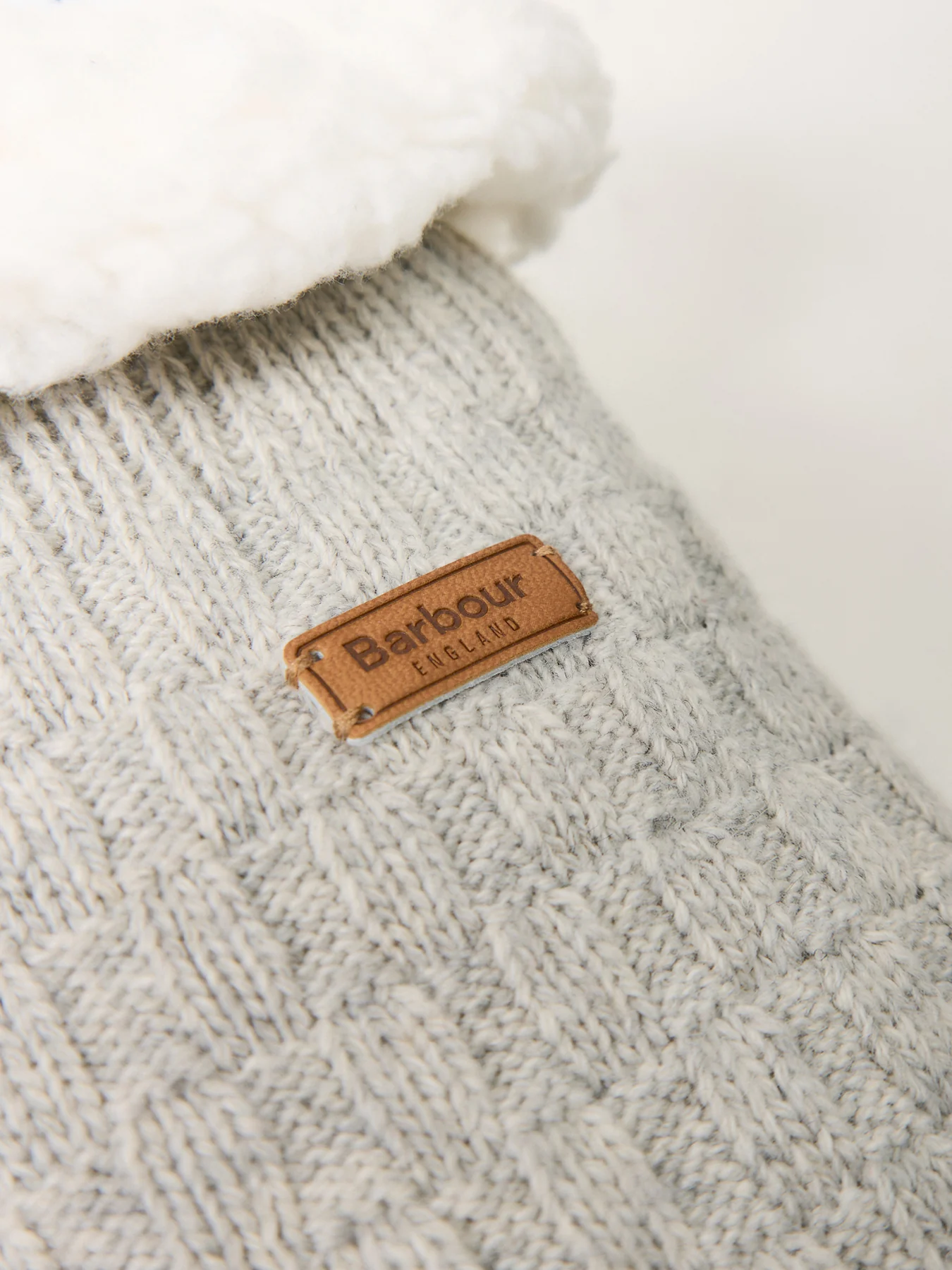 Cable Knit Lounge Socks Light Grey Marl - Image 2
