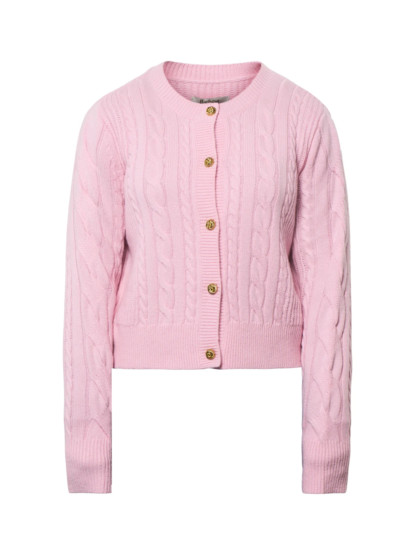 Elina Knitted Crew Neck Cardigan Pink