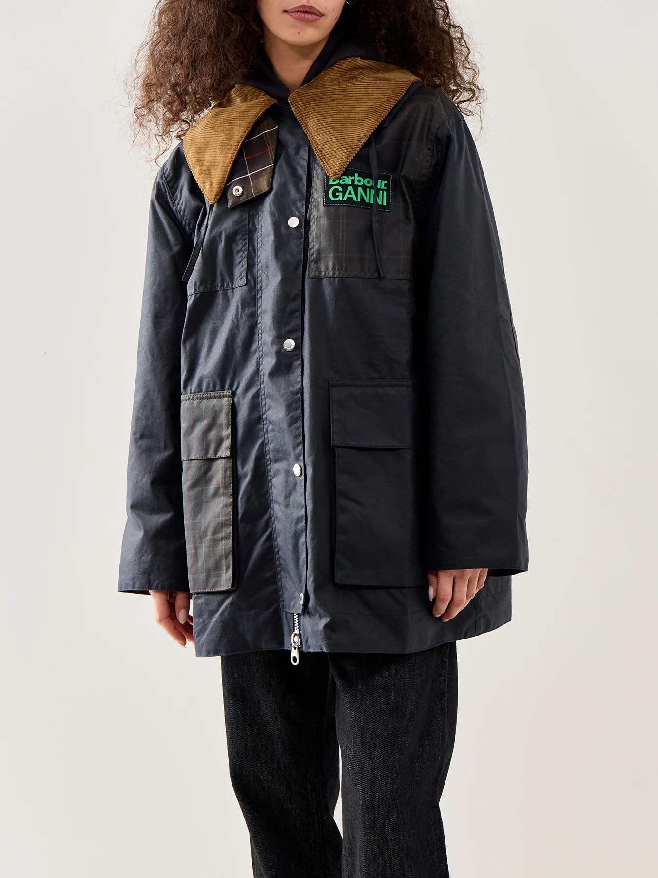 Barbour x Ganni Hooded Duffle Wax Jacket - Image 4