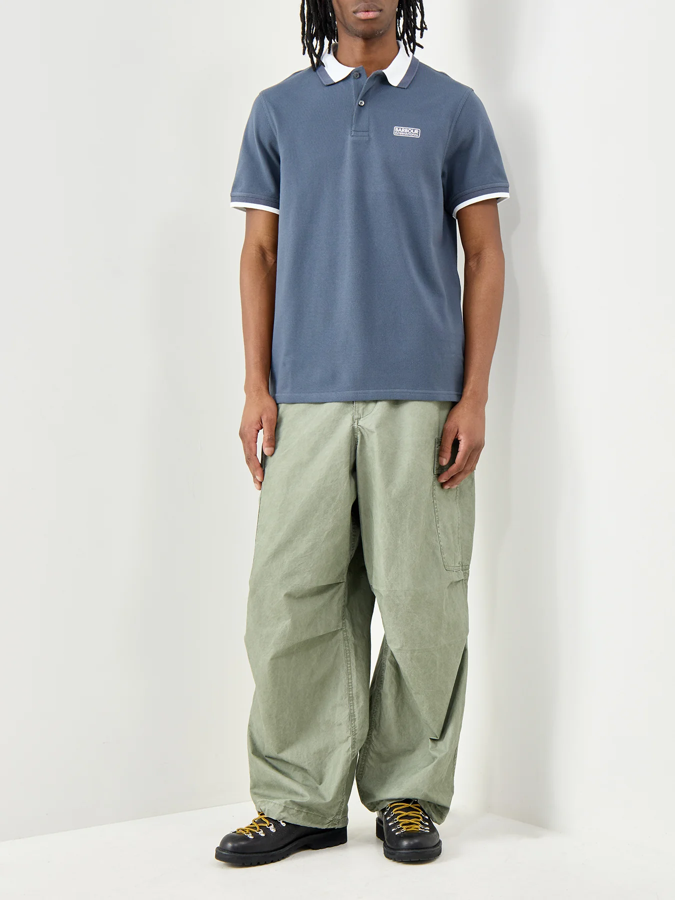 Barbour International Amped Cotton Polo Shirt Grey - Image 2