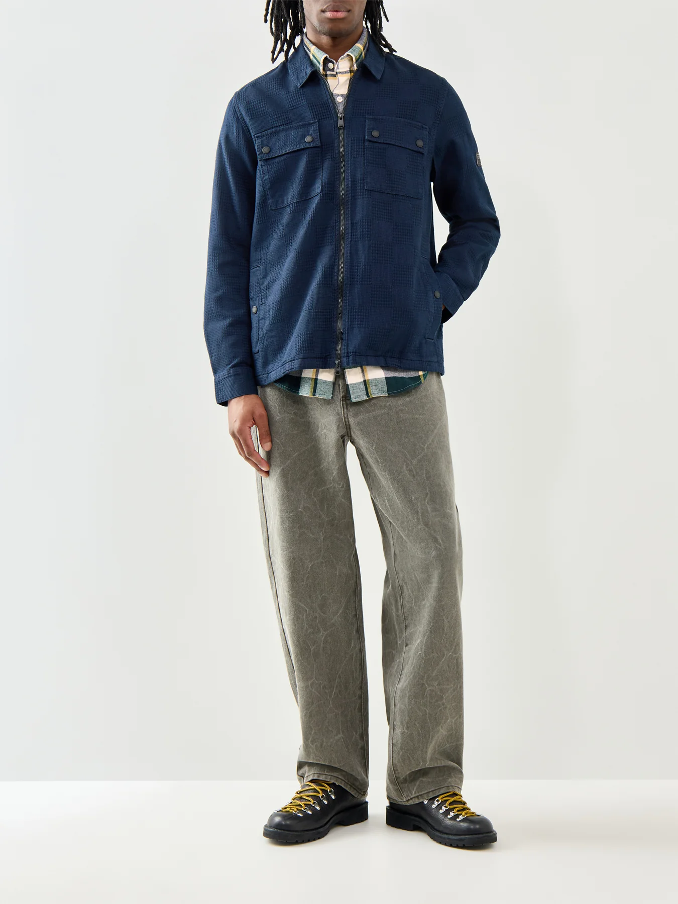 Barbour International Blackstreak Jacquard Overshirt Navy - Image 2