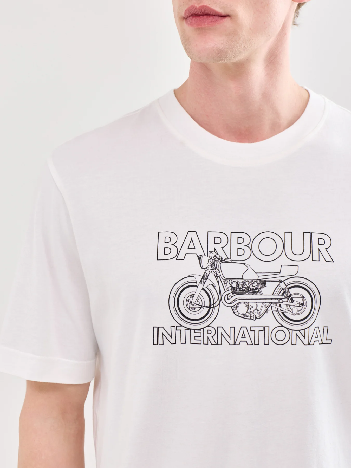 Motorbike Graphic Cotton T-Shirt Cream - Image 3
