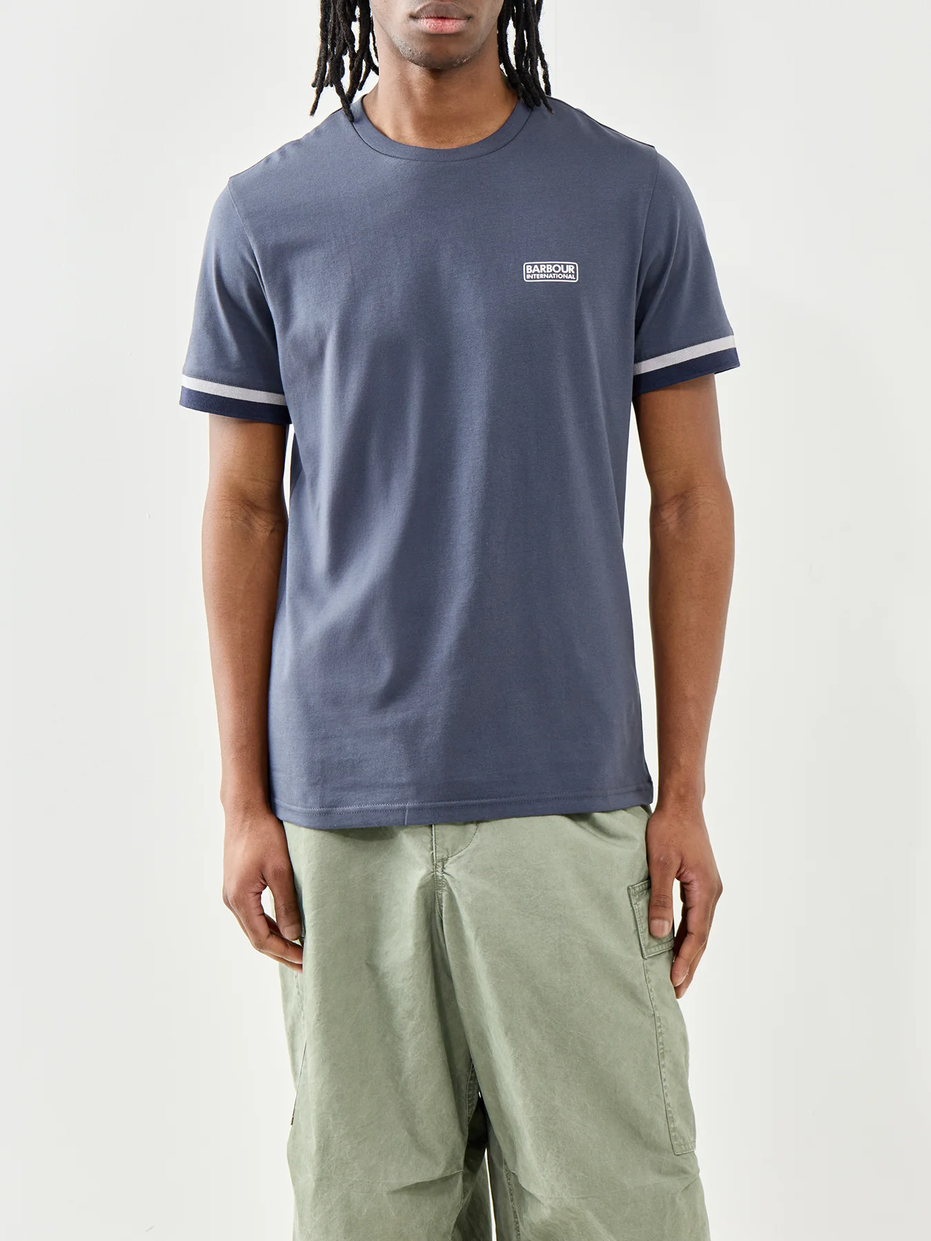Barbour International Evan Tipped Cotton T-Shirt Grey - Image 4