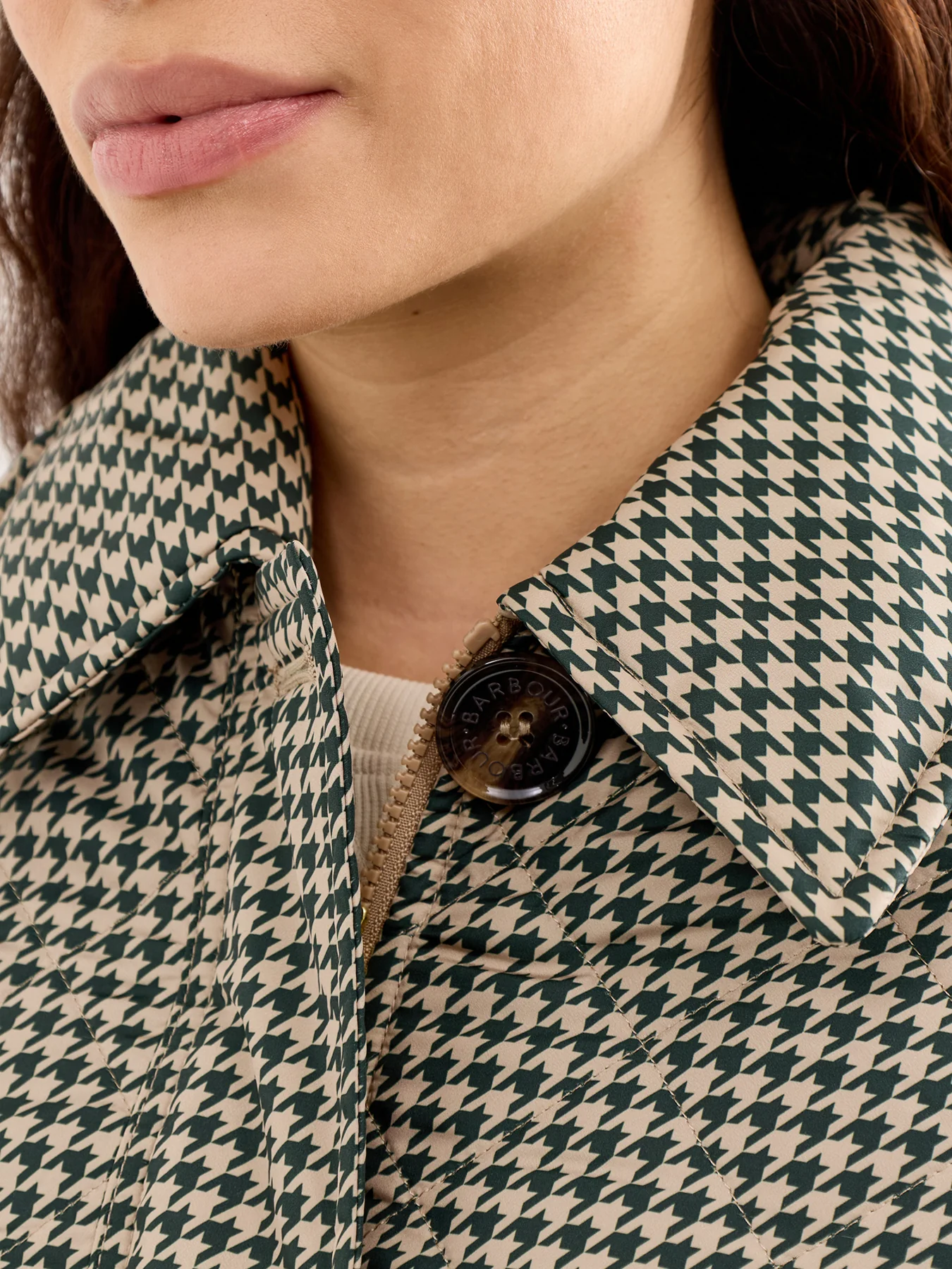 Laoise Check Quilted Jacket Green - Image 3