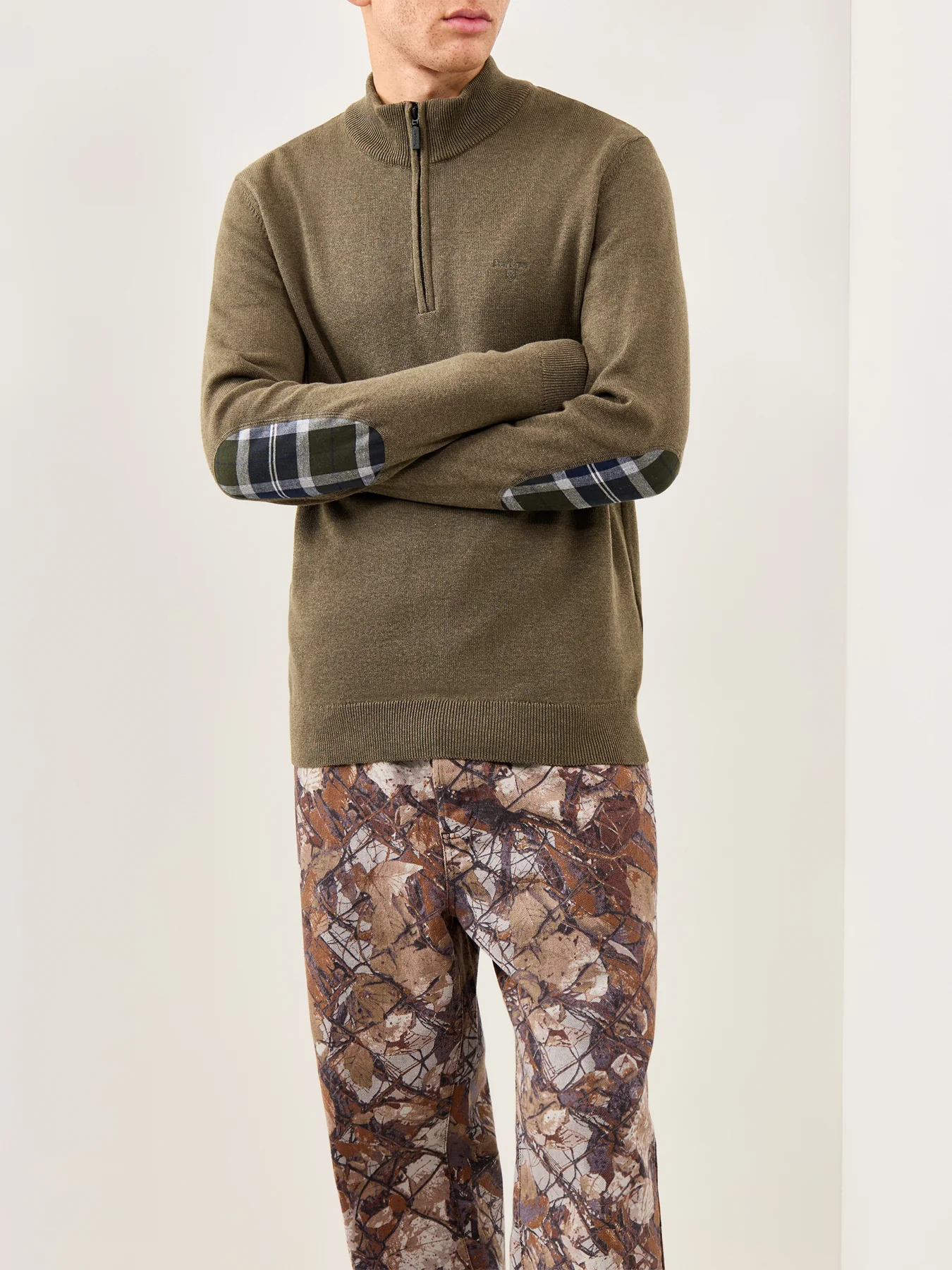 Avoch Half Zip Knitted Jumper Olive - Image 4