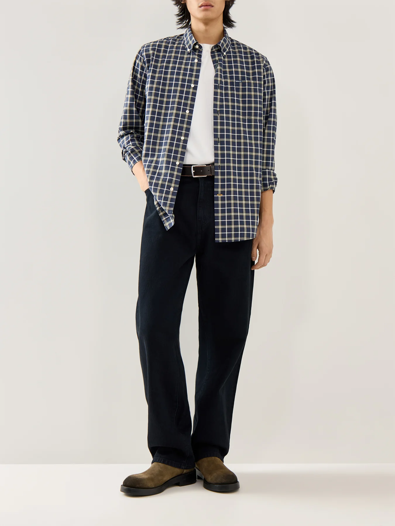 Bramham Checked Tailored Shirt Navy - Image 2