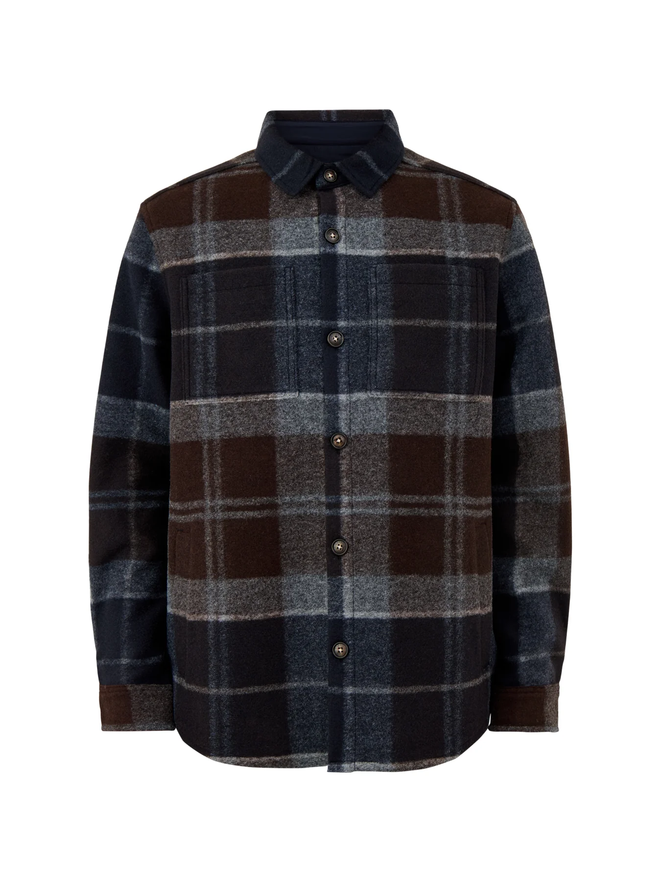 Chapter Tailored Check Overshirt Midnight Oak Tartan