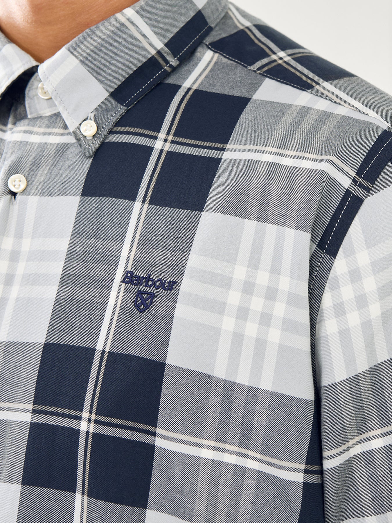 Edgar Tailored Cotton Checked Shirt Blue - Image 3