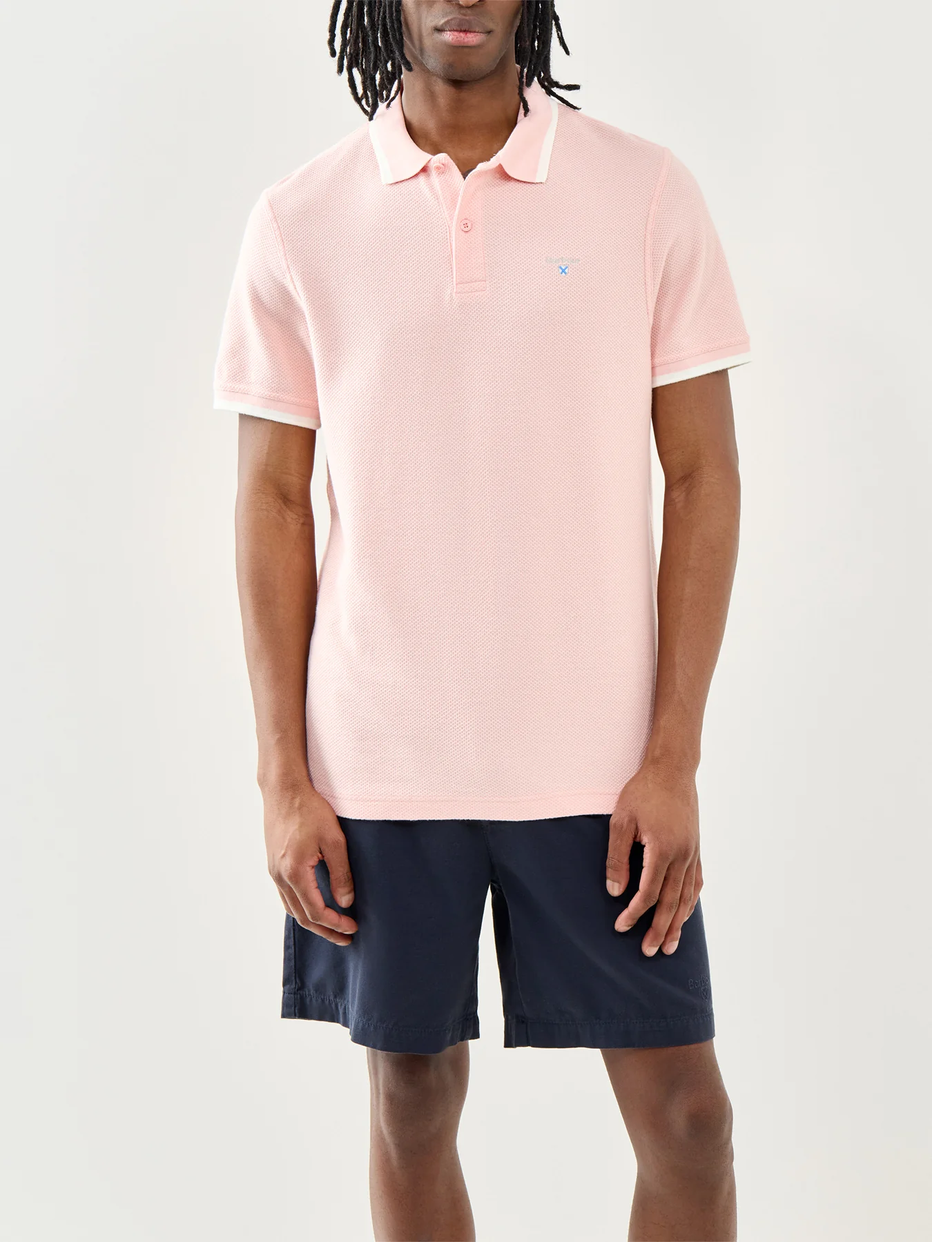 Barbour Ferriby Tailored Polo Shirt Silver Pink - Image 4