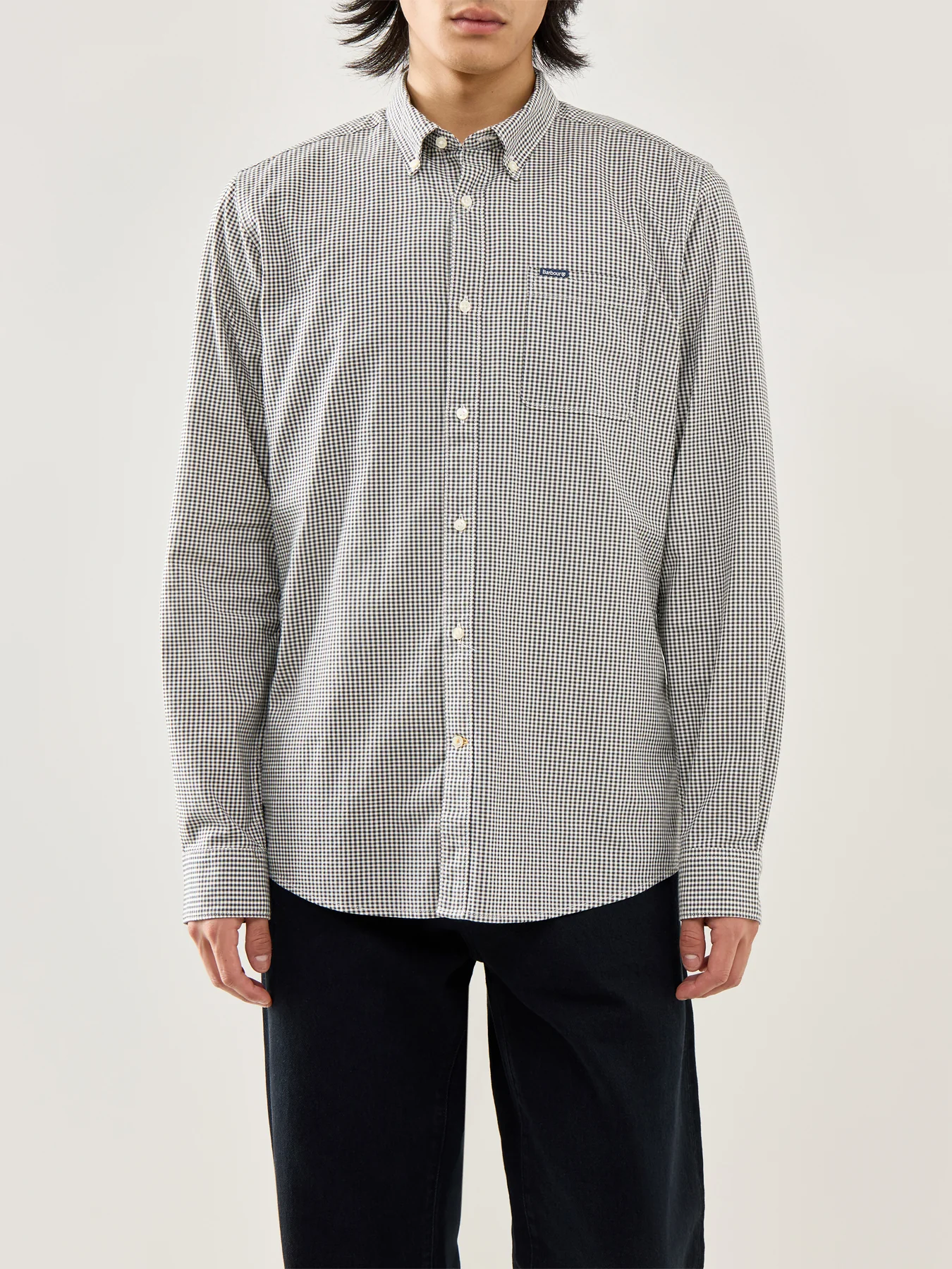 Halton Gingham Tailored Shirt Olive - Image 4