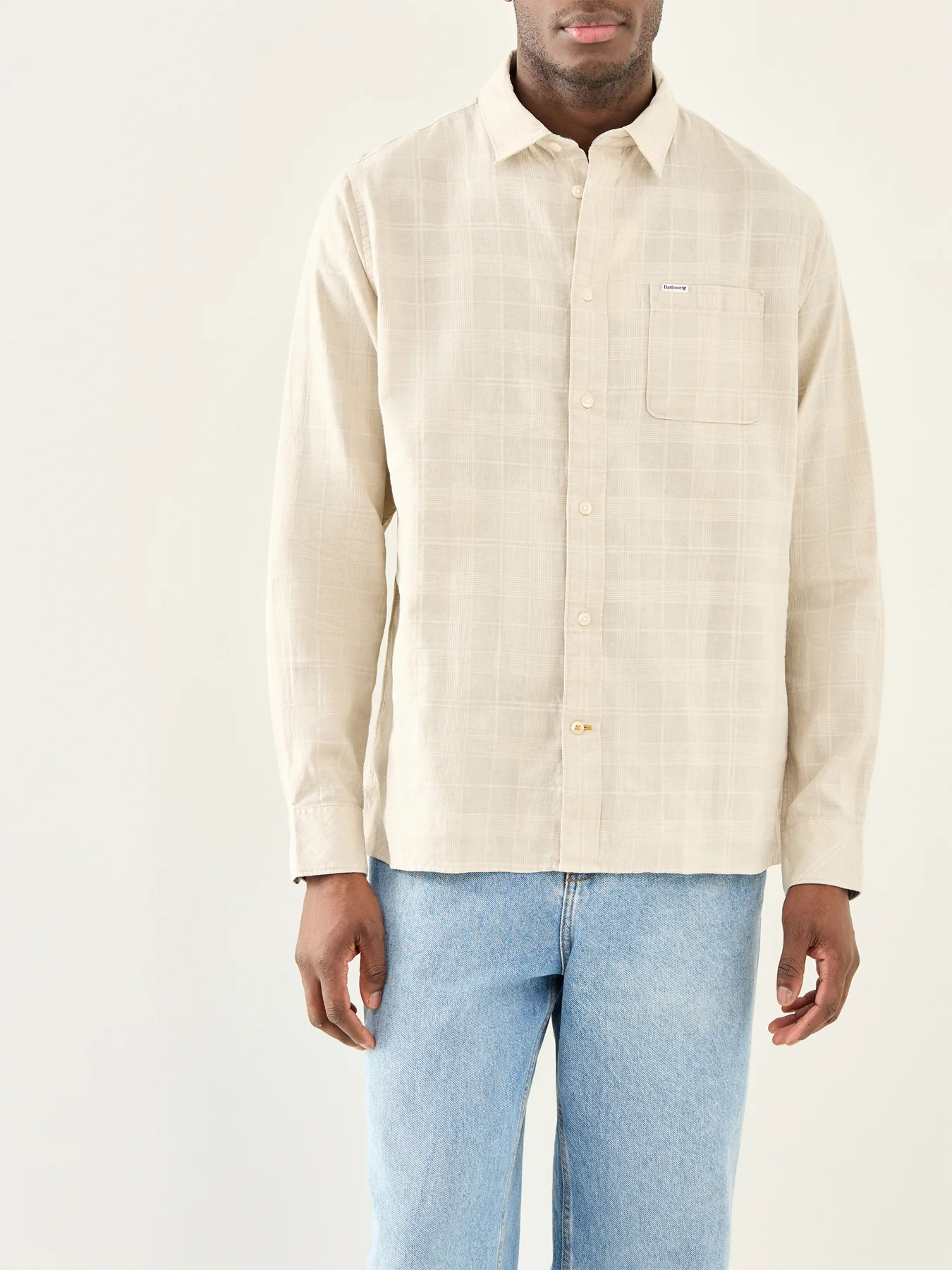 Ingswell Textured Tartan Relaxed Shirt Cream - Image 4