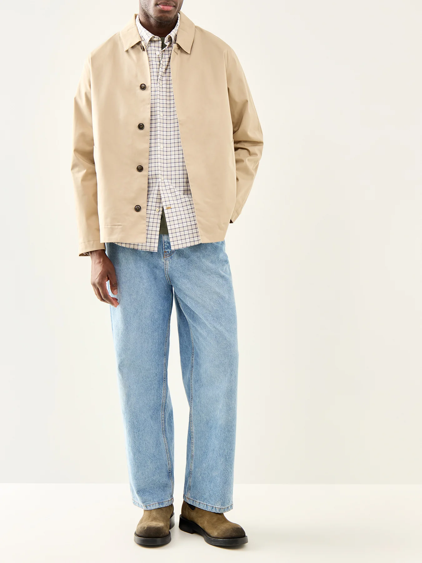 Lomond Tailored Tartan Shirt Beige - Image 2