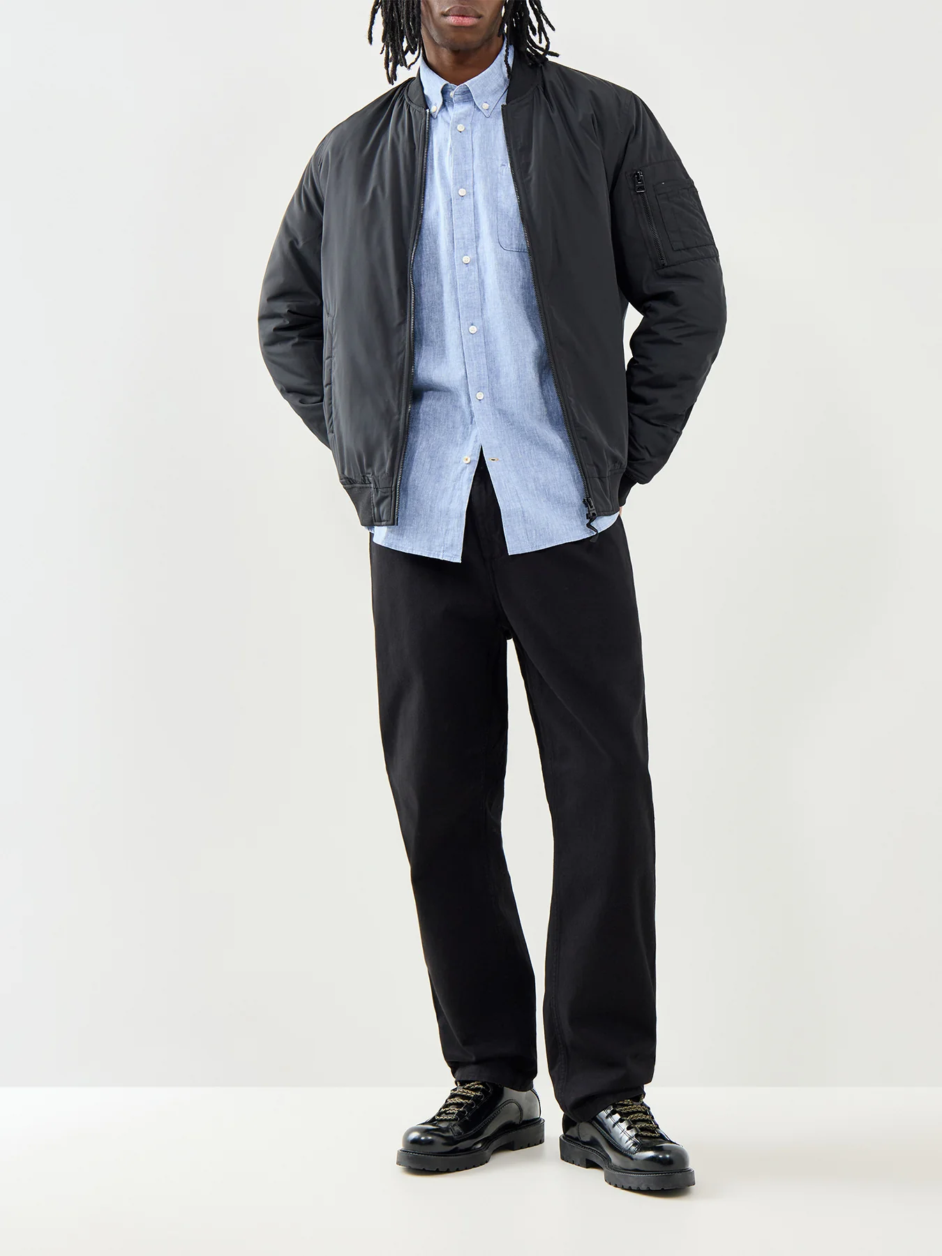 Barbour Nelson Linen Mix Shirt Blue - Image 2
