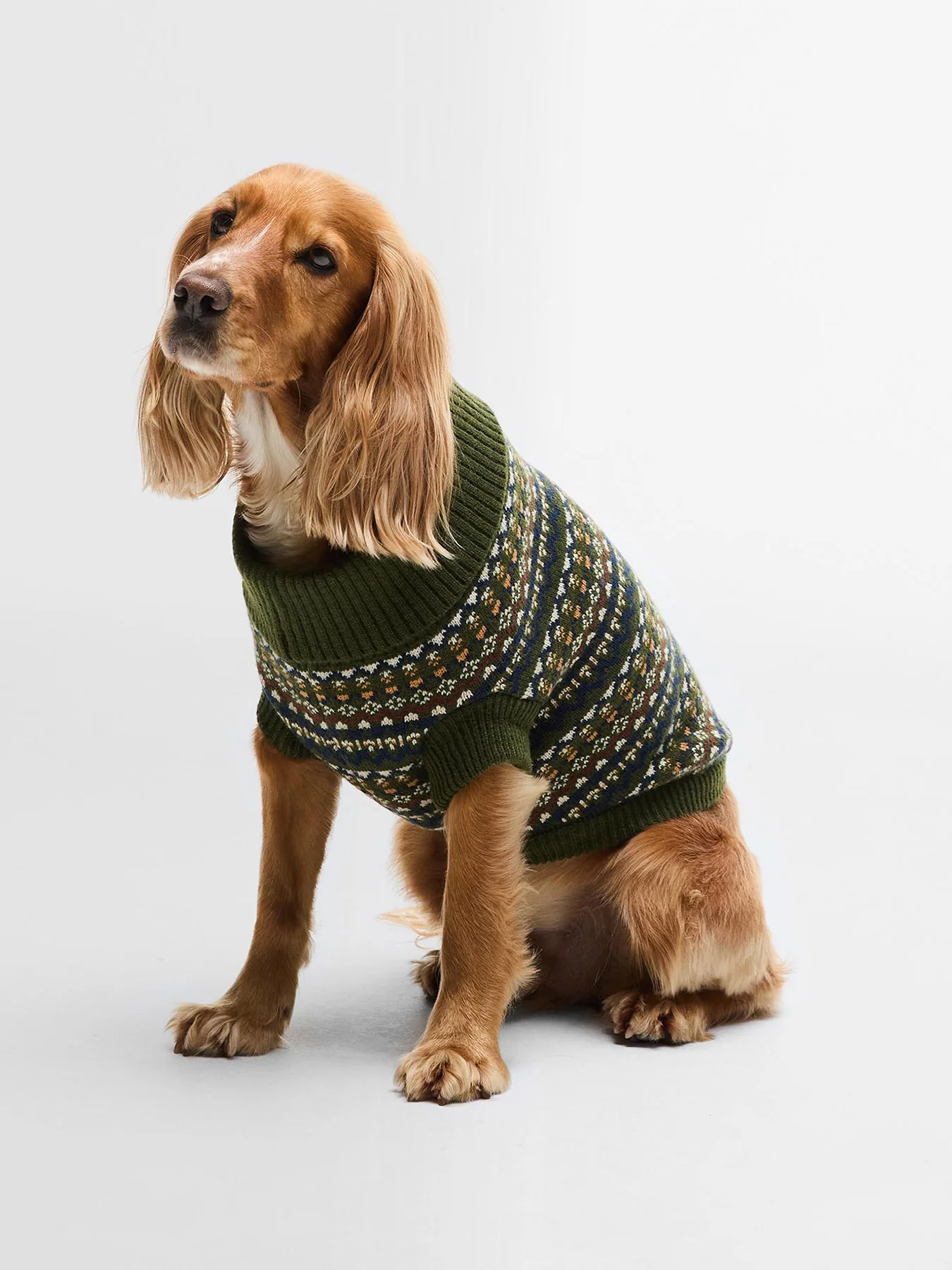 Barbour Marlow Fair Isle Dog Jumper Olive Medium - Image 2