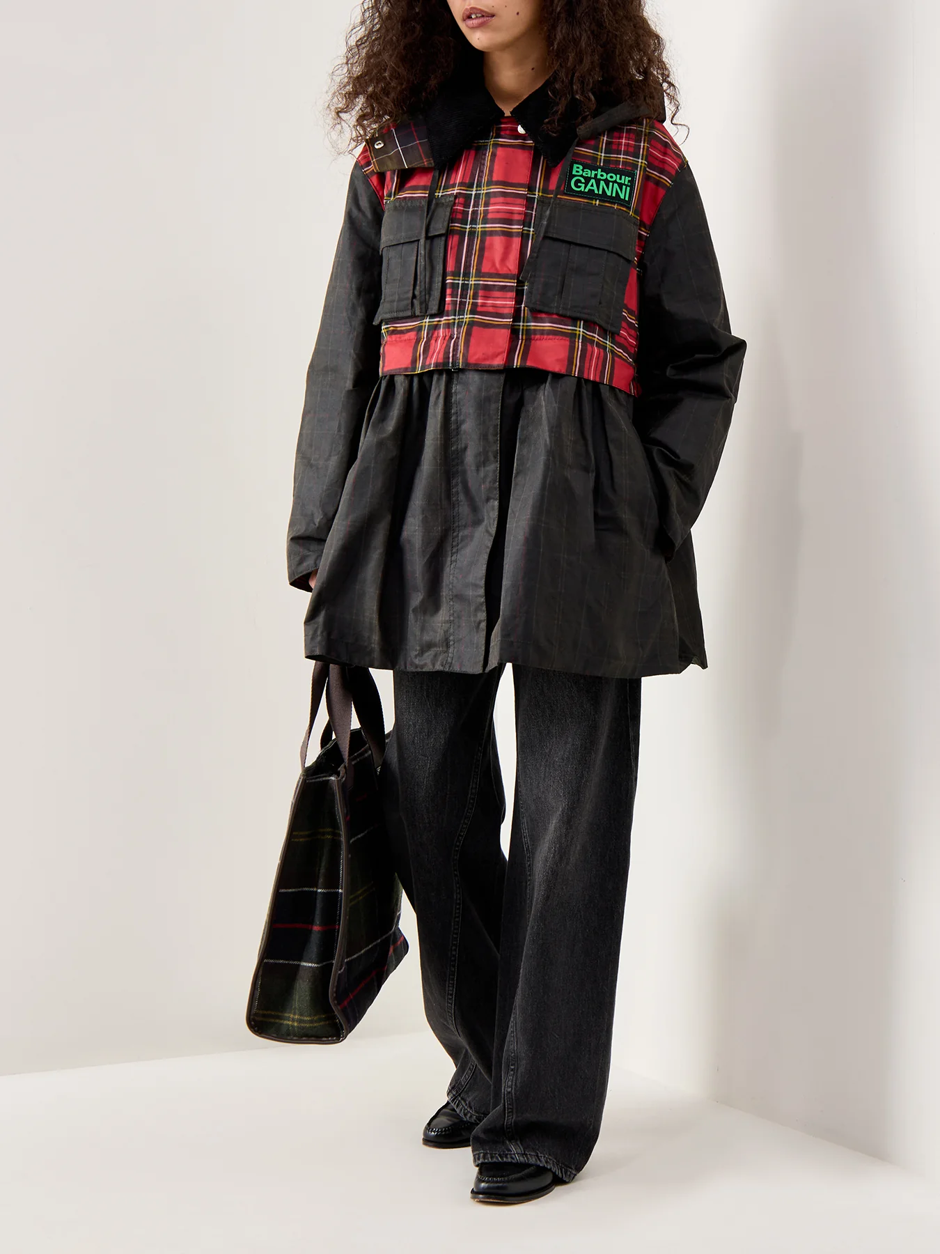 Barbour x Ganni Tartan Peplum Wax Jacket - Image 2