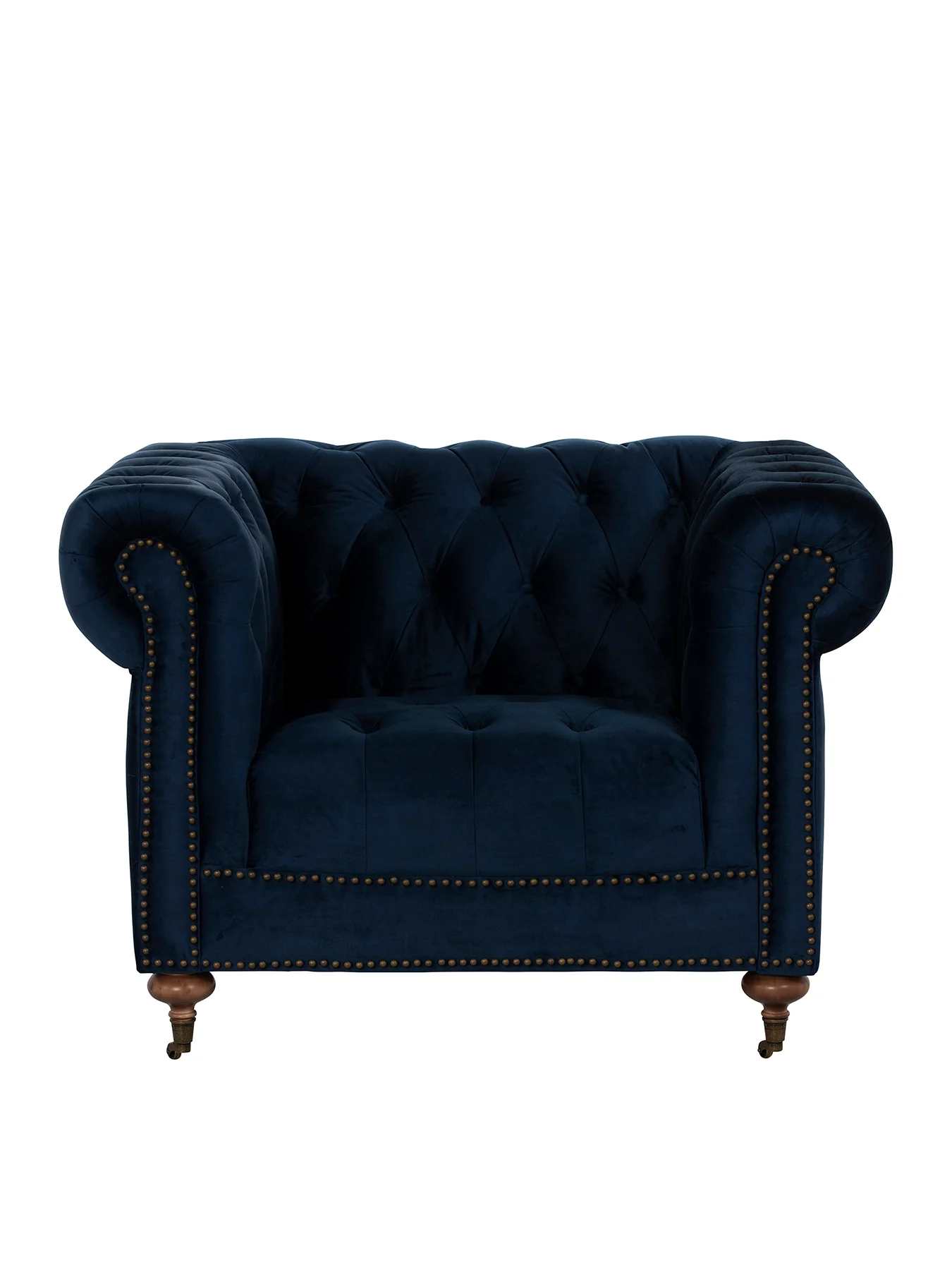 Duchamp Velvet Chesterfield Armchair Blue - Image 3