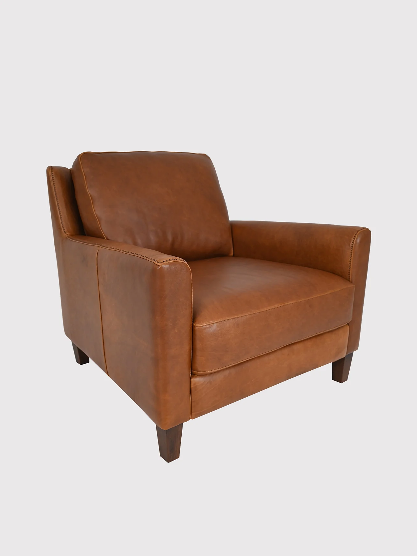 Albard Brown Leather Armchair - Image 2