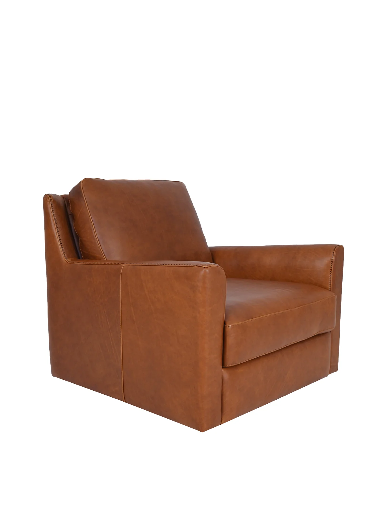 Albard Brown Leather Swivel Chair - Image 2